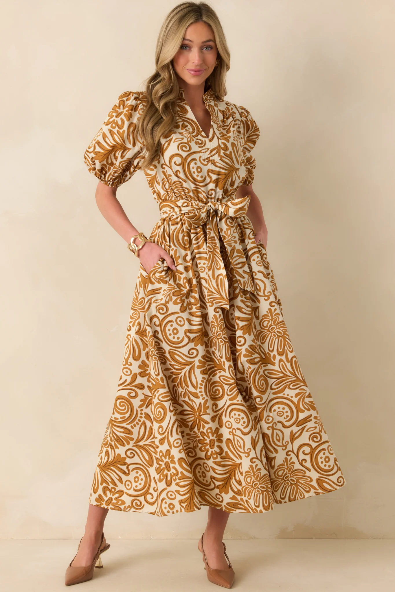 Only Getting Better Golden Yellow Multi Print Cotton Maxi Dress