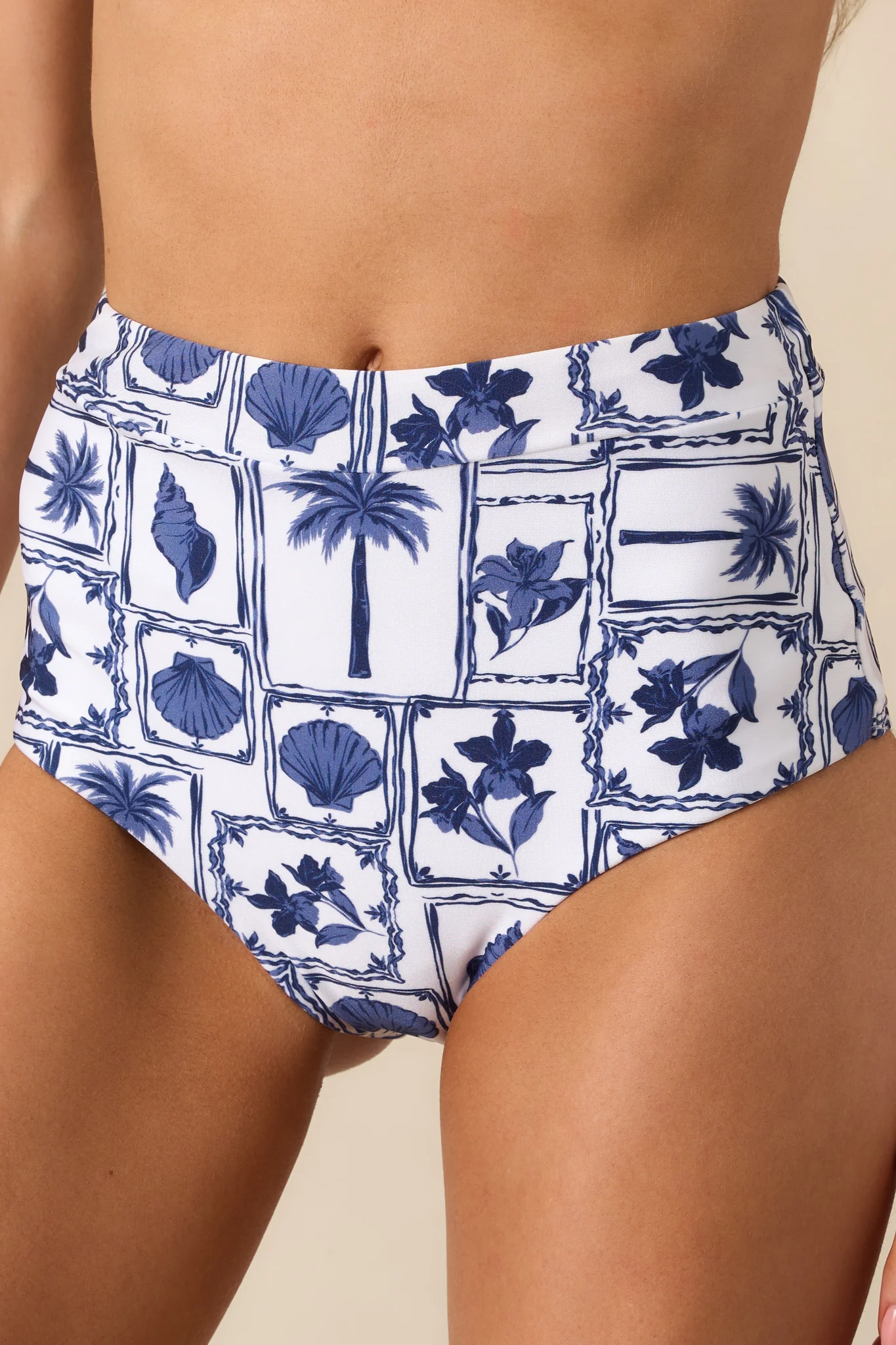 MINKPINK Blue Patchwork Sylvie High Bikini Pant