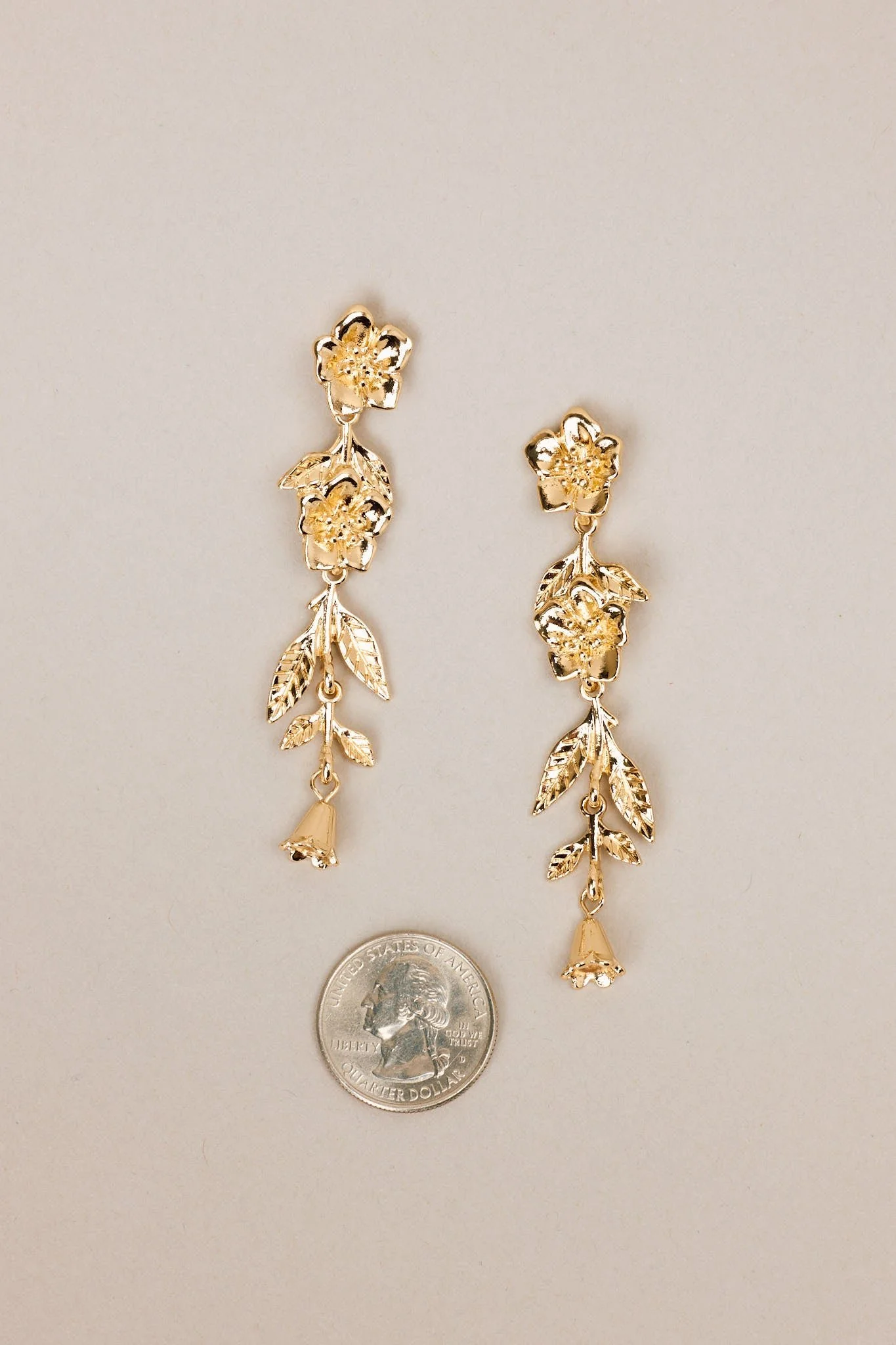 Radiating Sun Gold Floral Drop Earrings