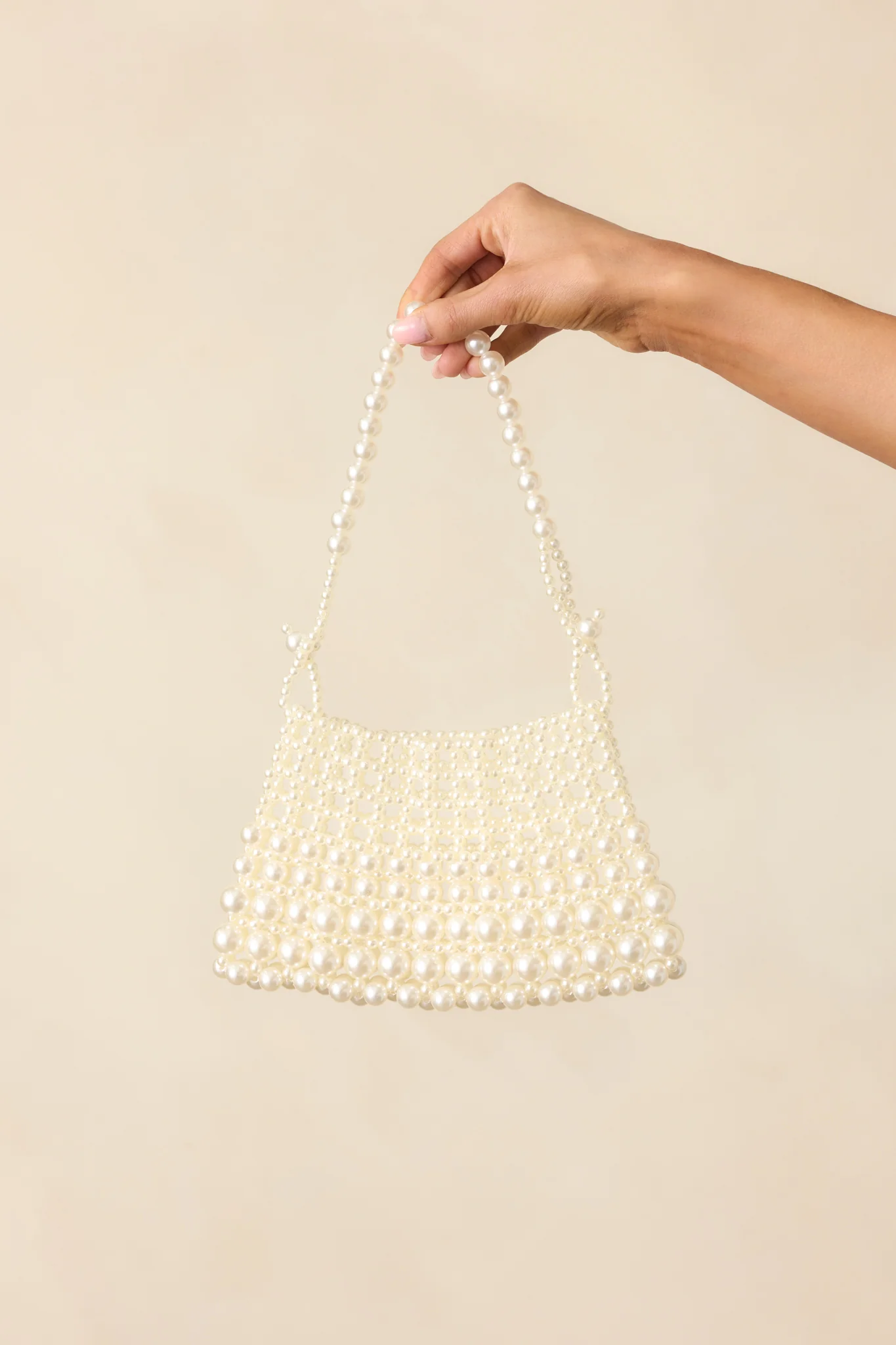 Dainty Elegance Ivory Faux Pearl Beaded Mini Handbag