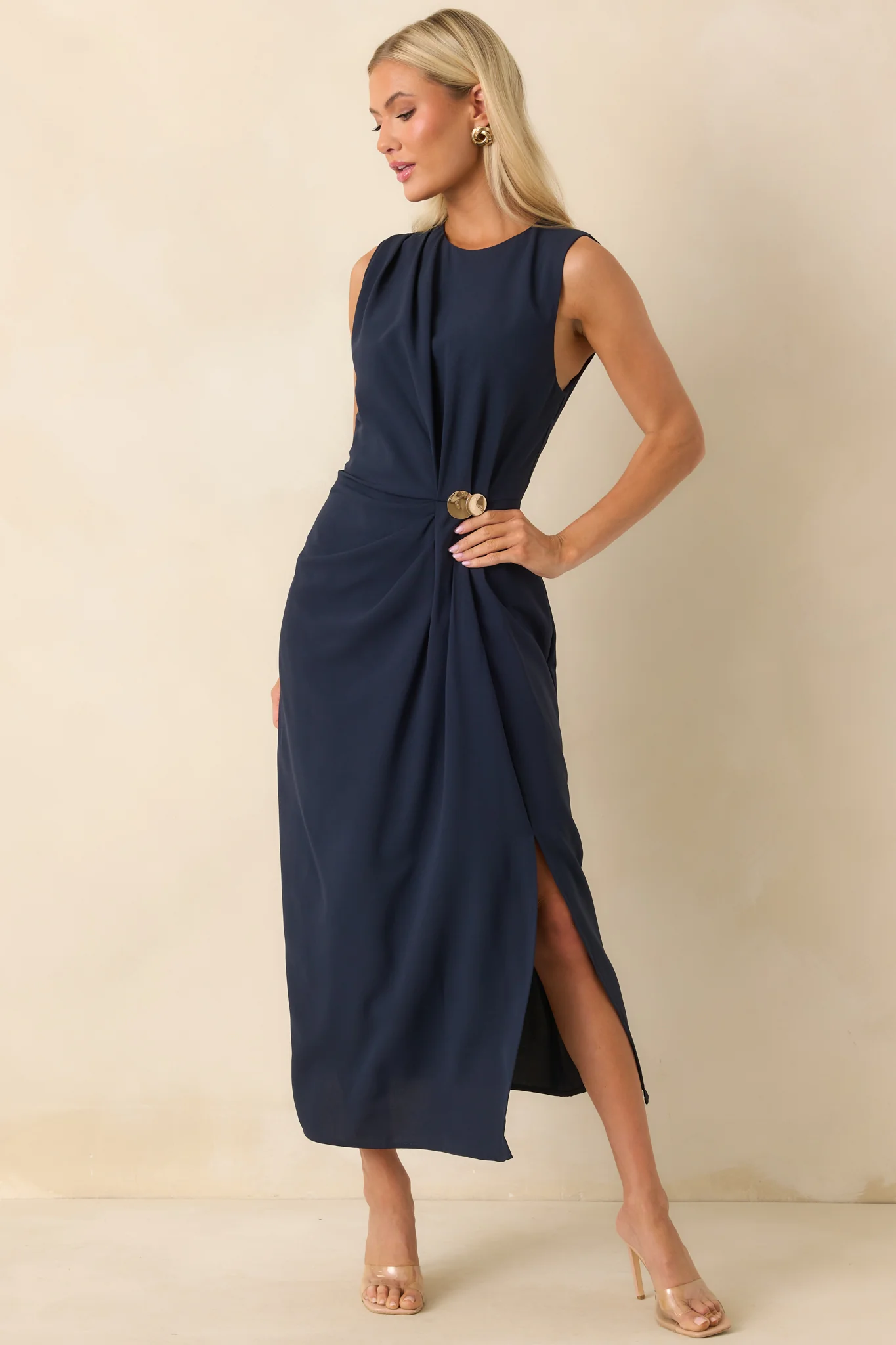 Move With Purpose Navy Ruched Maxi Dress