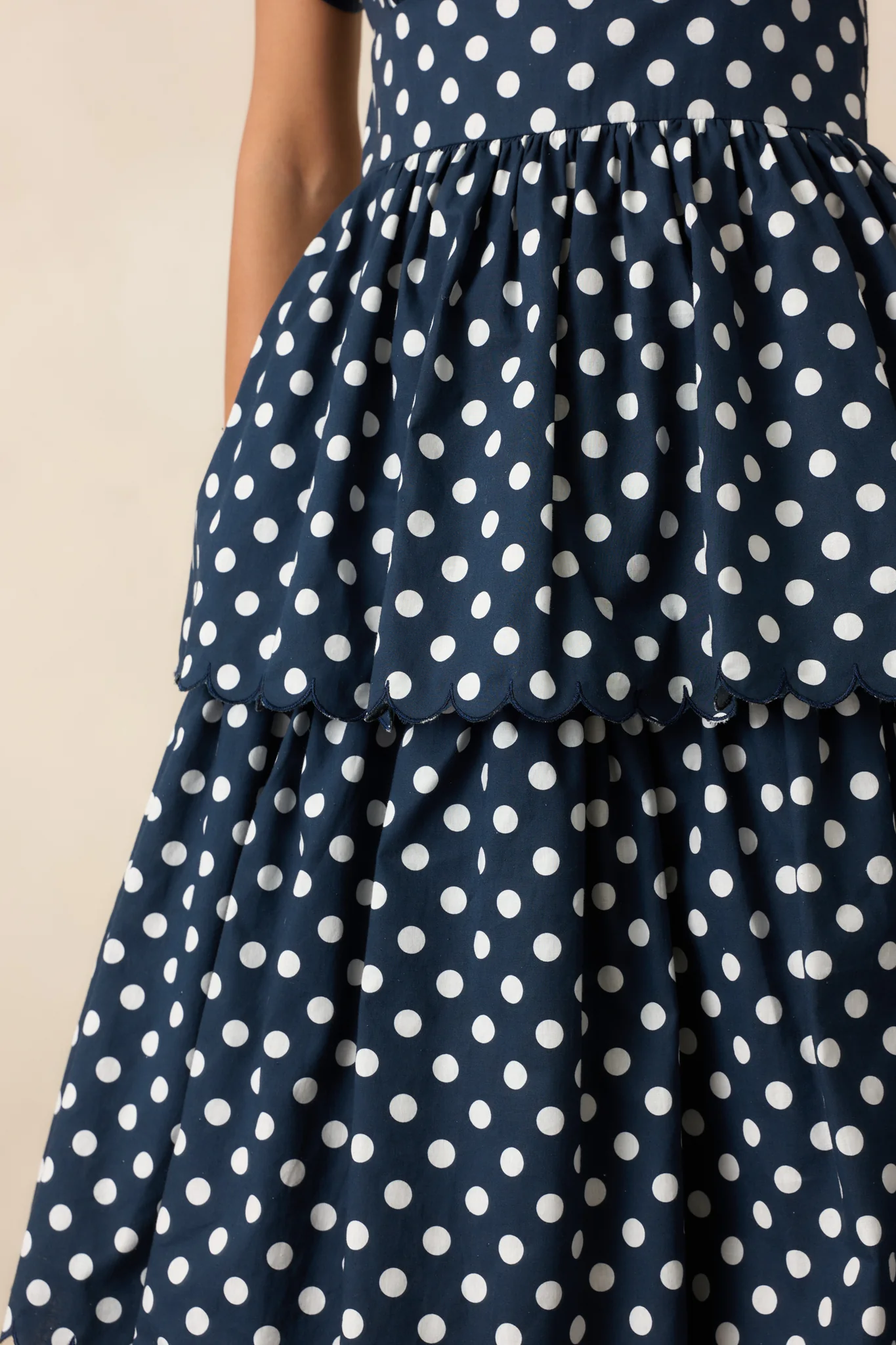 Prosperina Chelsea Navy Polka Dot Cotton Maxi Dress