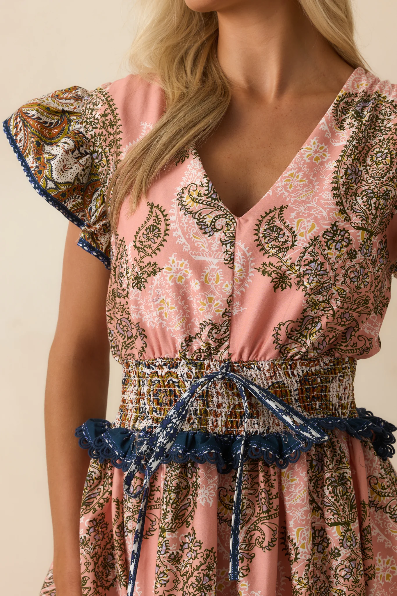 The Way It Goes Rose Pink Multi Print Cotton Midi Dress