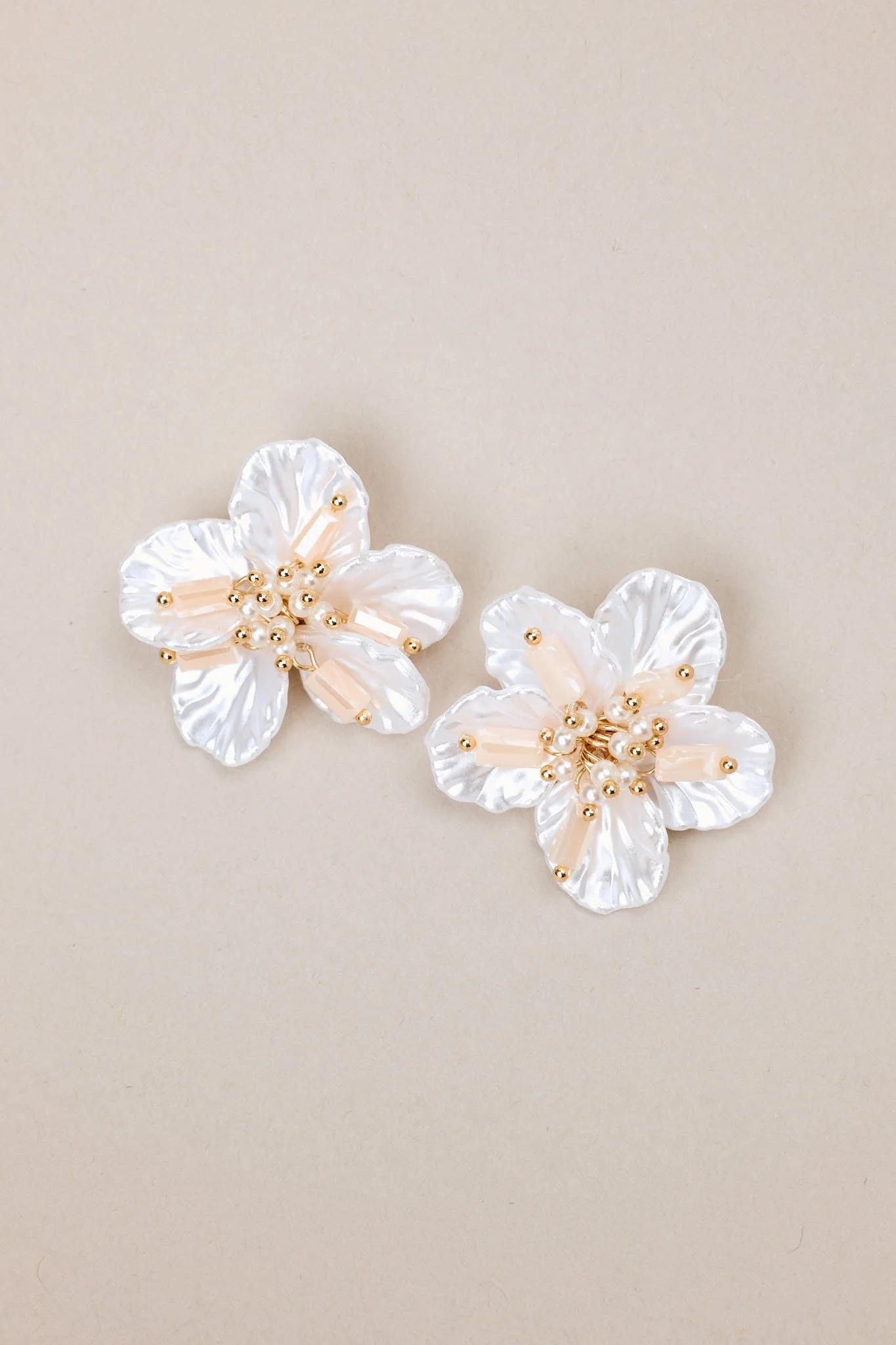 Ethereal Glow Ivory Pearlescent Floral Earrings