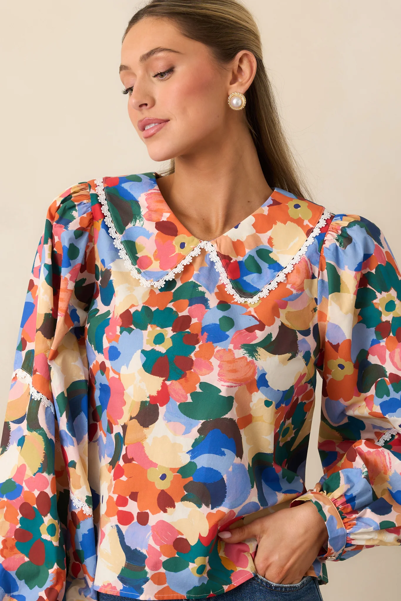 Prosperina Stowe Orange Multi Floral Print Cotton Top