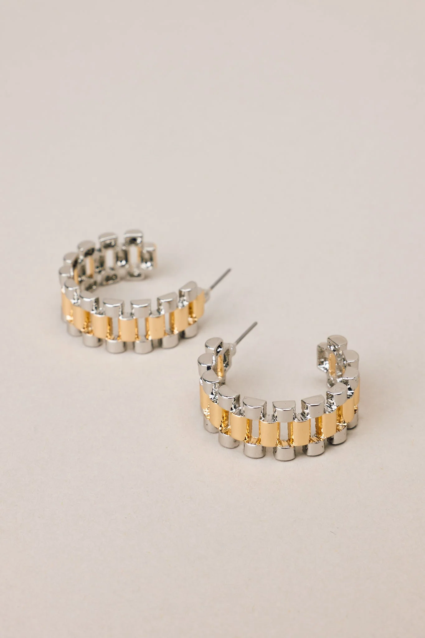 Gleaming Harmony Gold & Silver Hoop Earrings