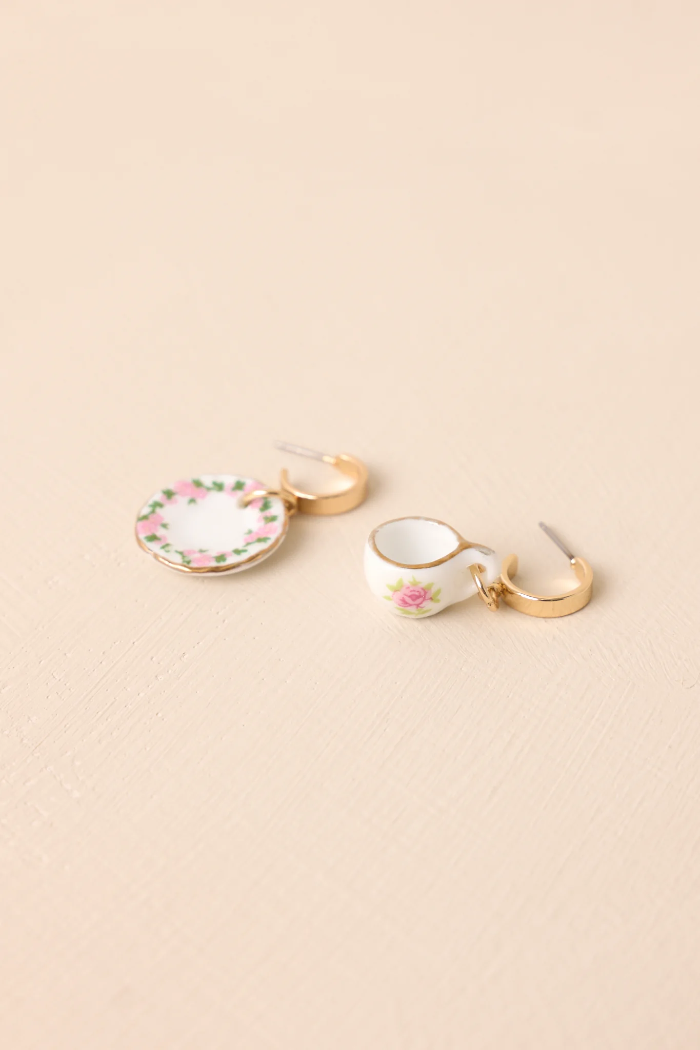 Time Well Spent Ivory Teacup Charm Earrings