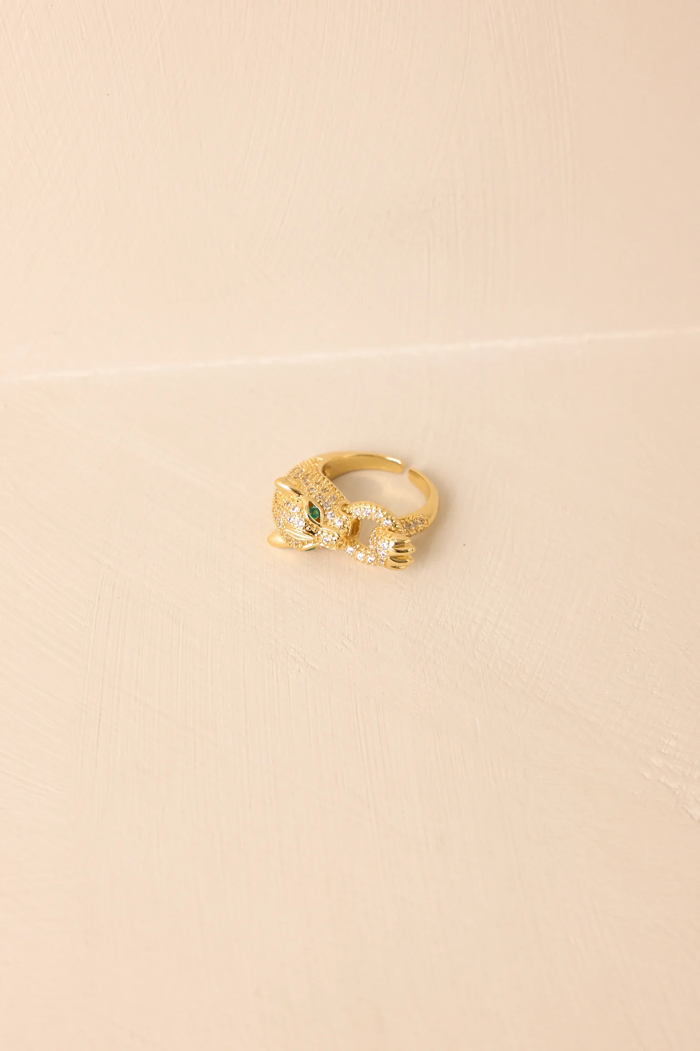 You Get The Idea Gold Pavè Rhinestone Panther Ring