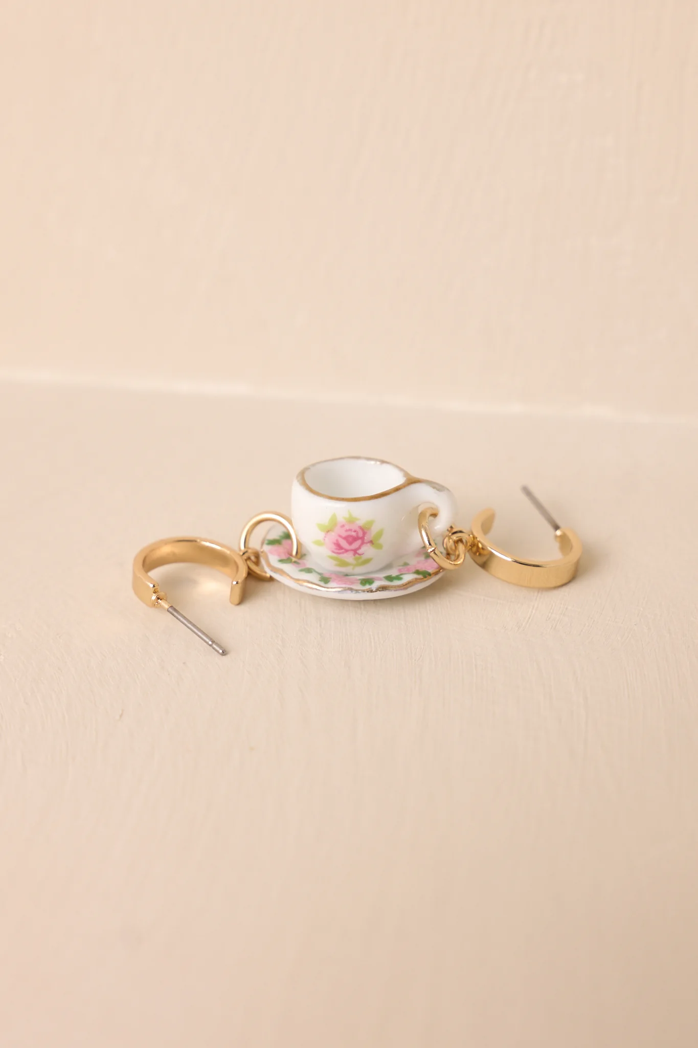 Time Well Spent Ivory Teacup Charm Earrings
