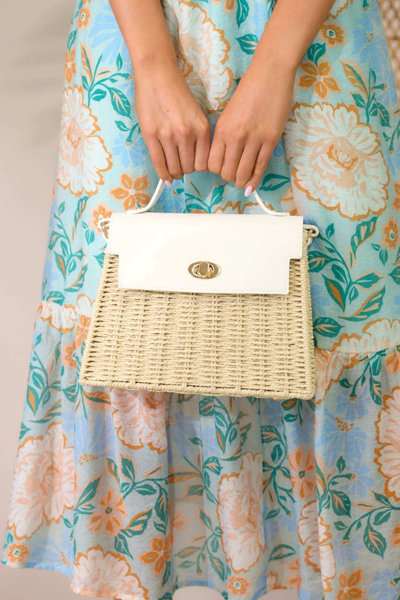 Island Chic White Woven Crossbody Handbag