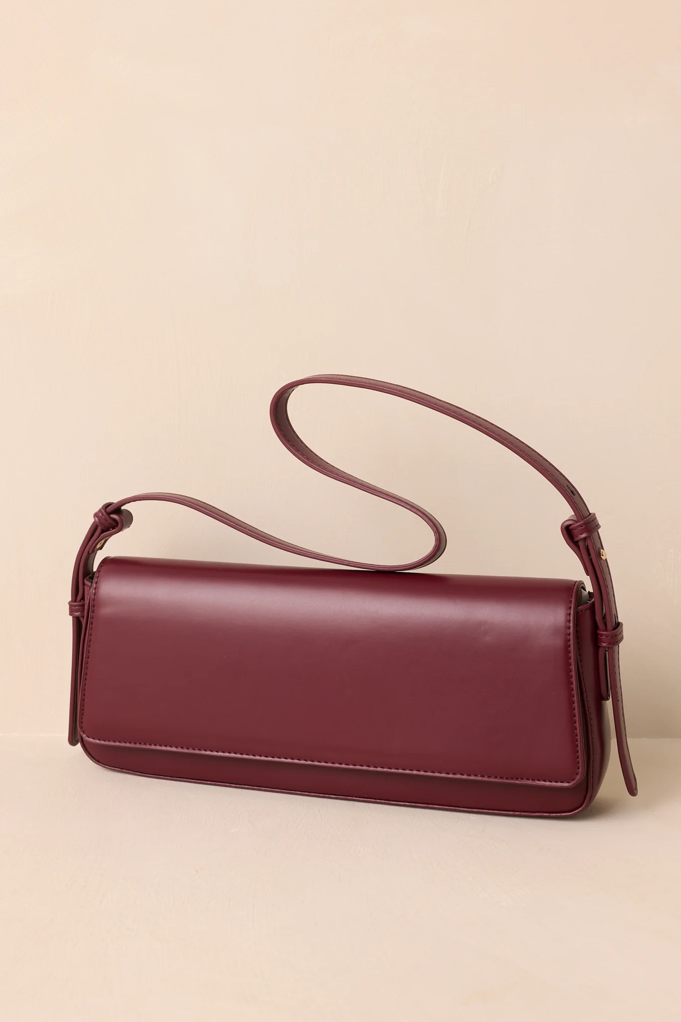 Don’t Doubt Me Burgundy Faux Leather Baguette Handbag