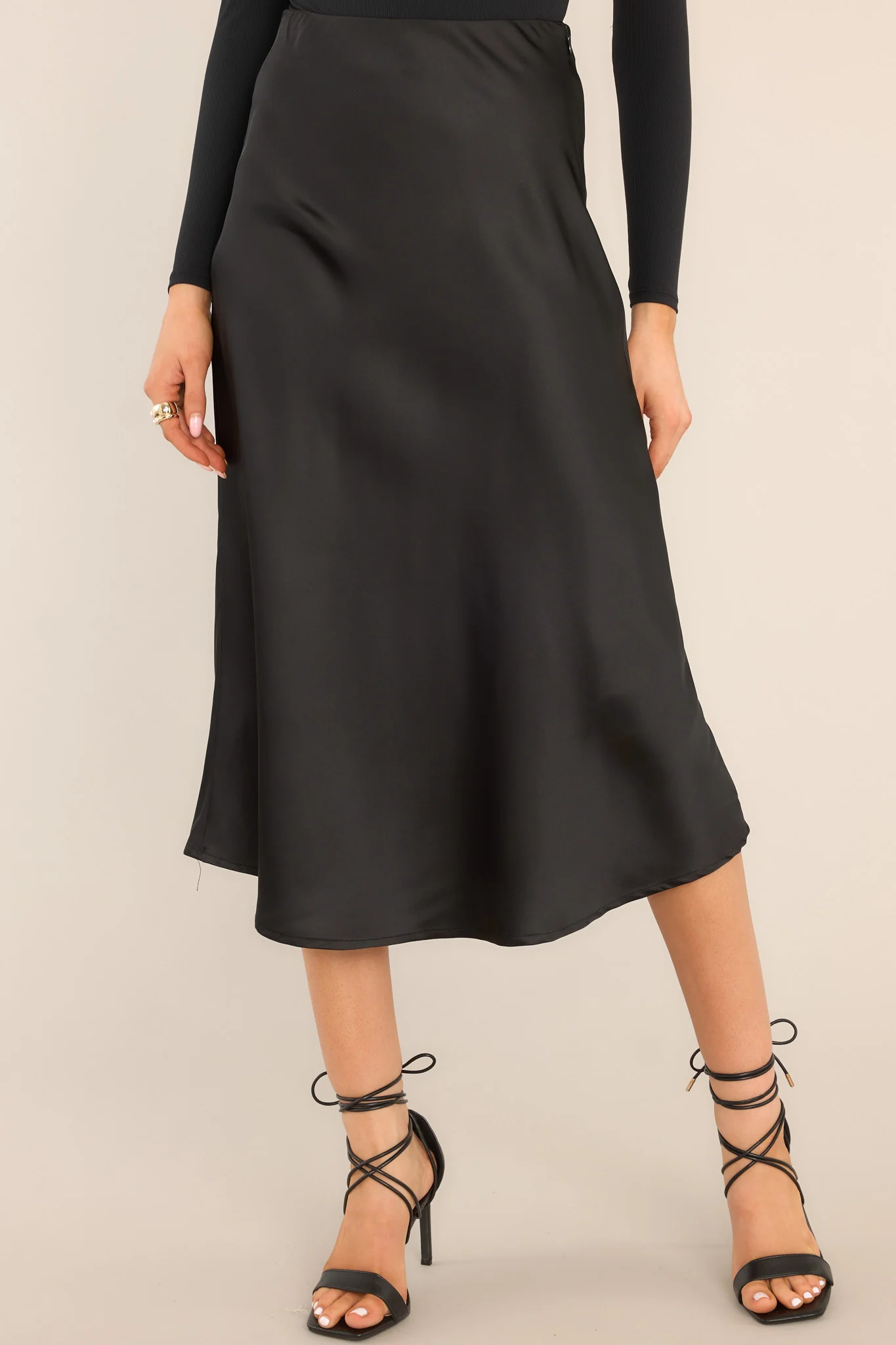 Strings Attached Black Midi Skirt
