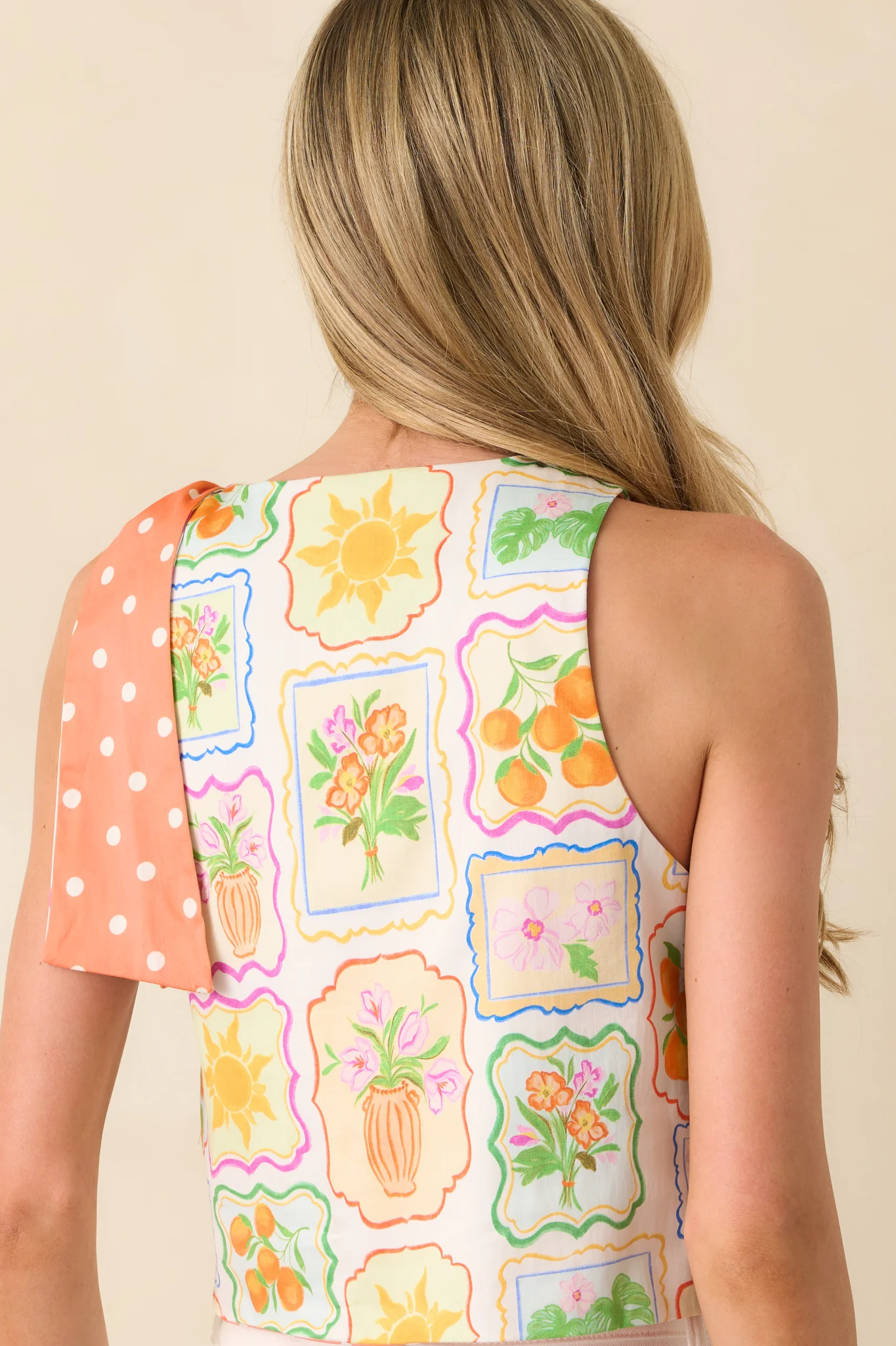 Prosperina Sinclair Multi Print Cotton Reversible Tie Strap Top