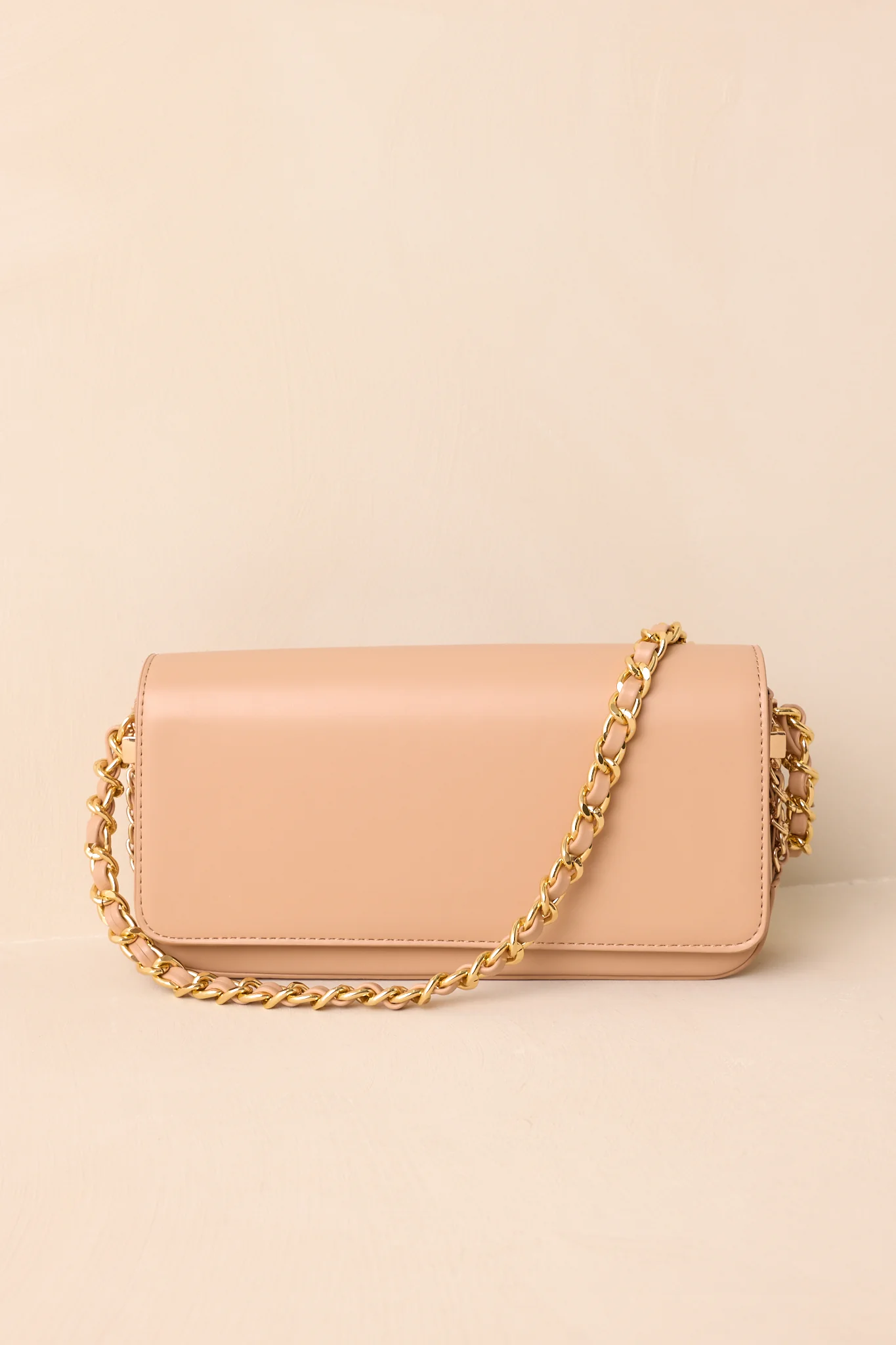 A Subtle Reminder Beige Faux Leather Baguette Handbag