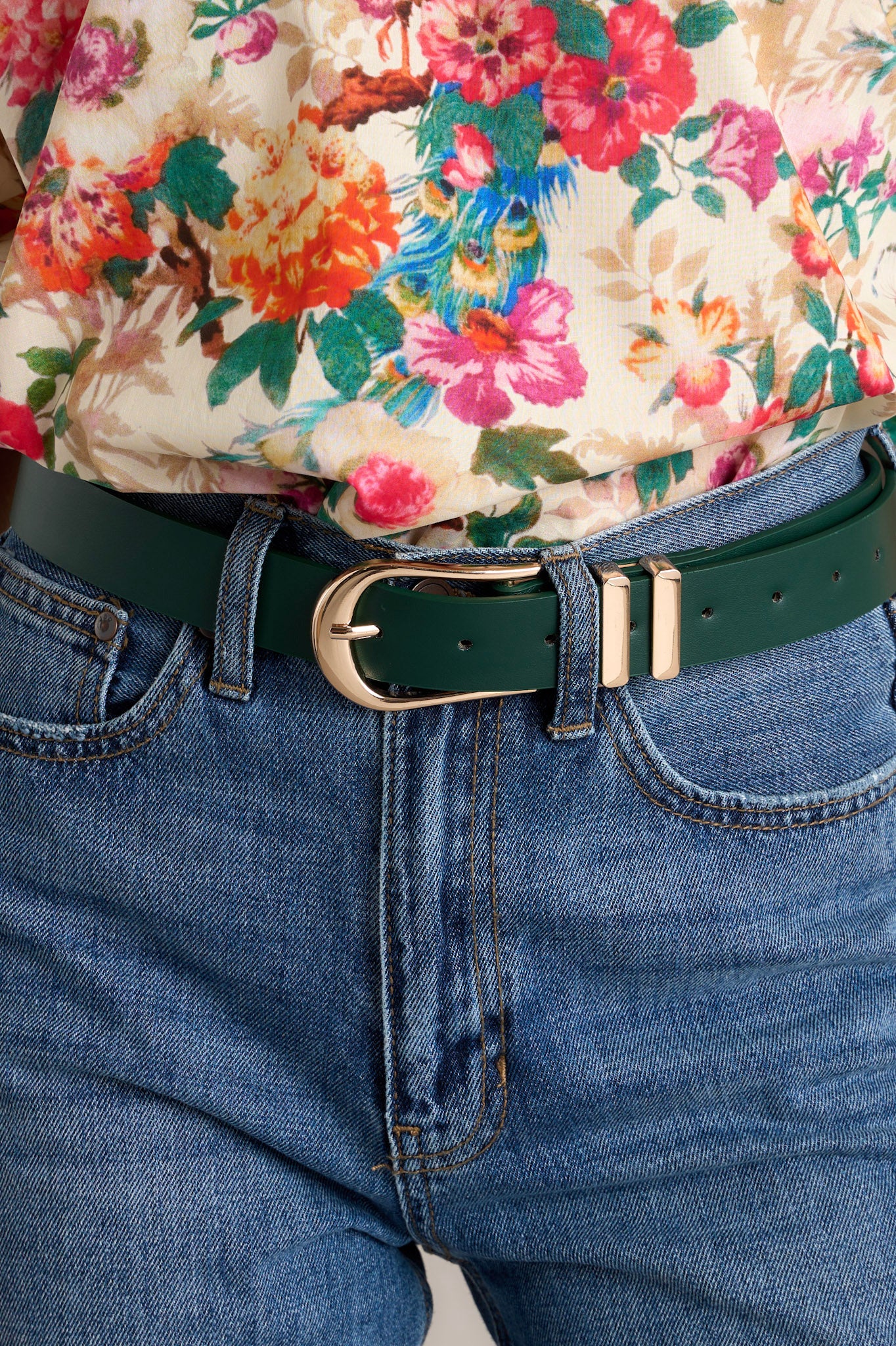 Lost In Thought Hunter Green Faux Leather Belt