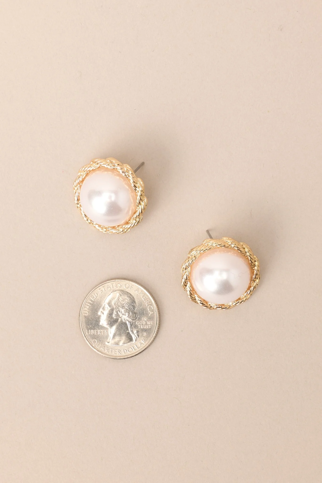 Peaceful Mind Gold and Pearl Stud Earrings