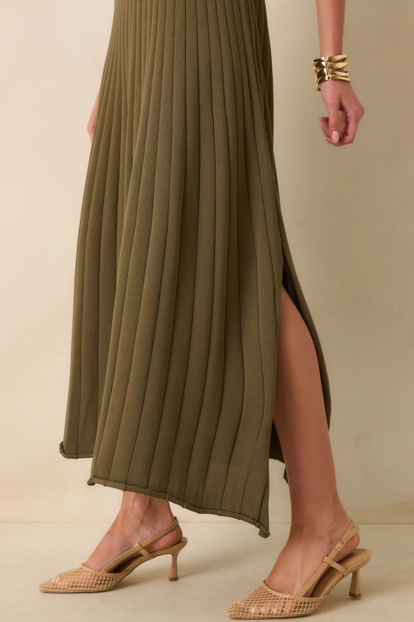 Staple The Label Olive Green Anara Knit Midi Dress