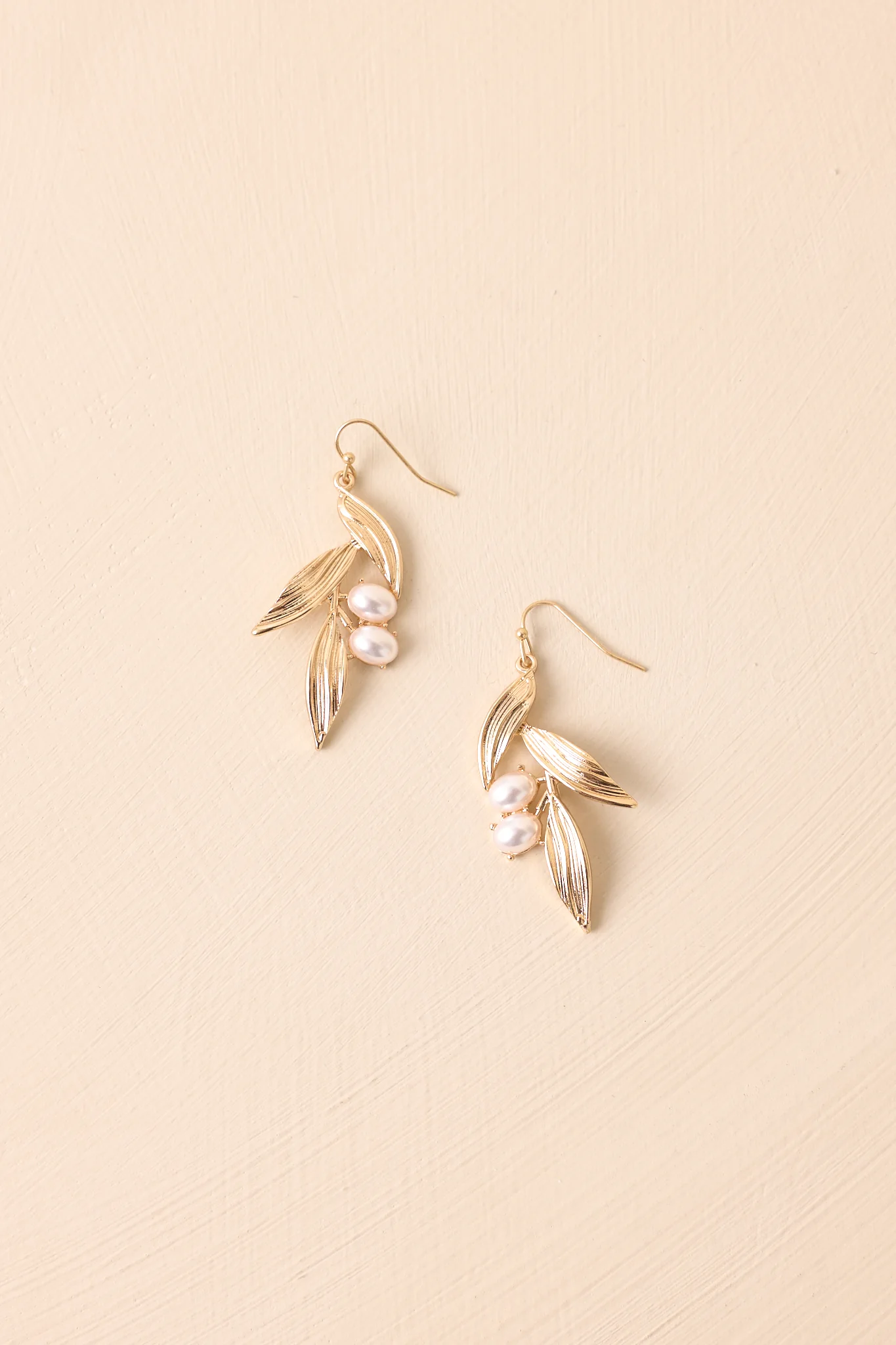 Own The Evening Gold Ivory Pearl Floral Drop Earrings