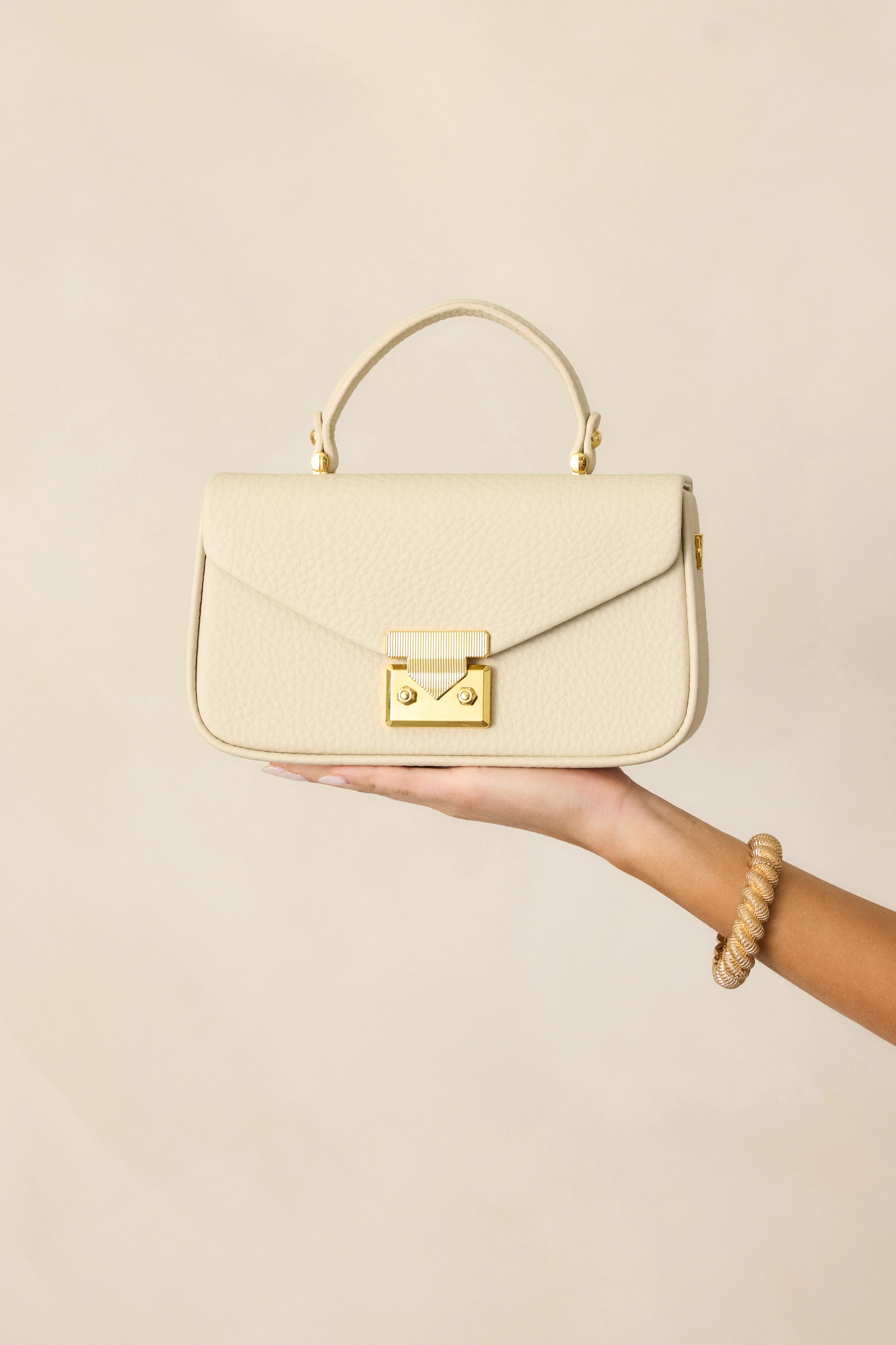 Sable Bloom Ivory Textured Faux Leather Handbag