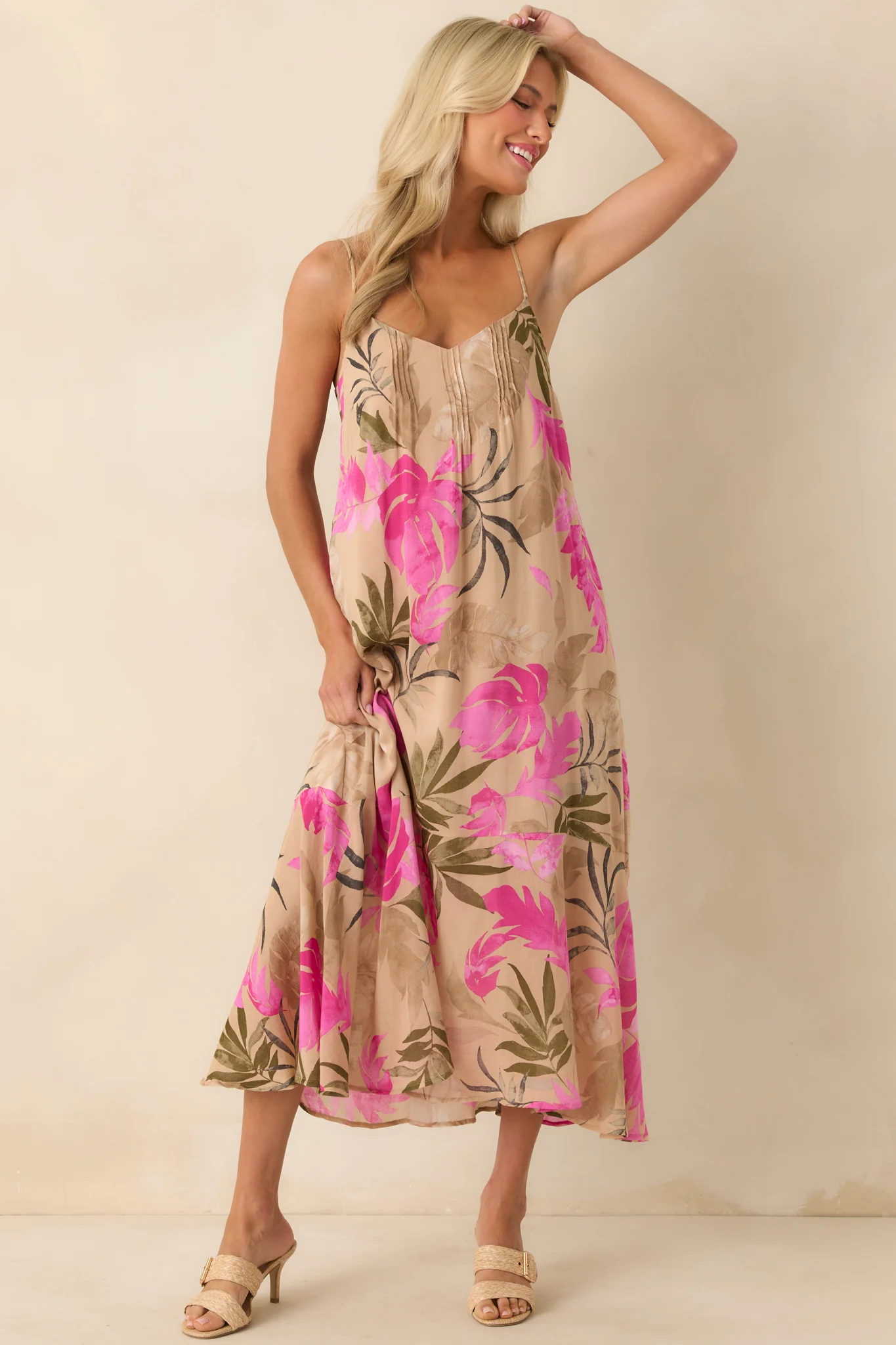 Z Supply Tan Multi Print Benson Tropical Maxi Dress