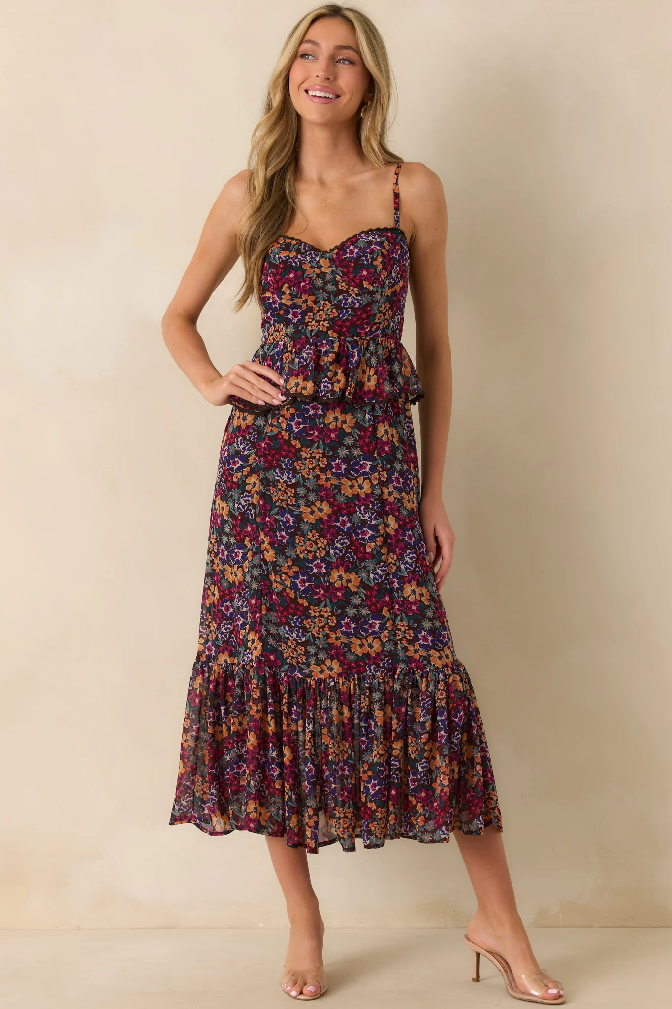 A Moment To Remember Plum Purple Multi Floral Print Maxi Dress