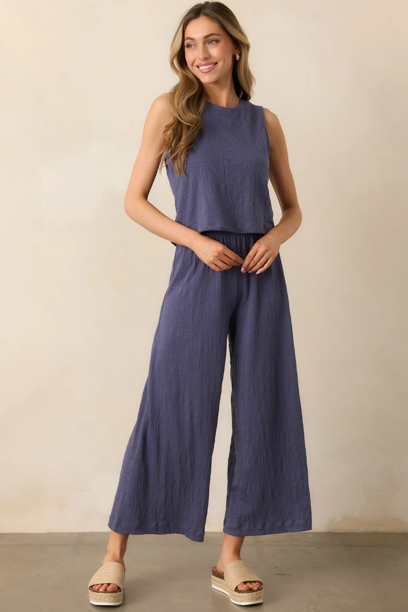 Z Supply Worn Blue Sloane Textured Slub Top