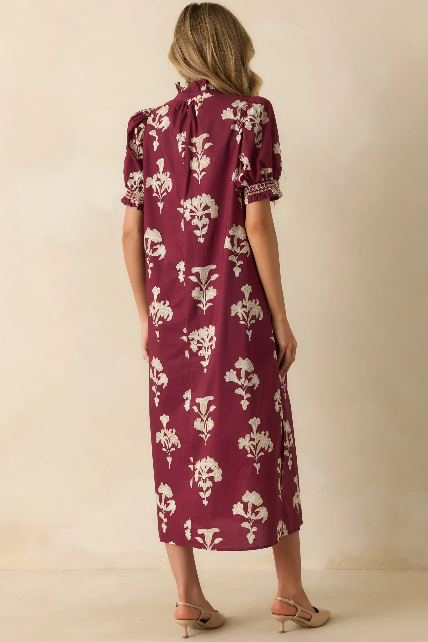 To Say The Least Wine Red Floral Print Cotton Maxi Dress