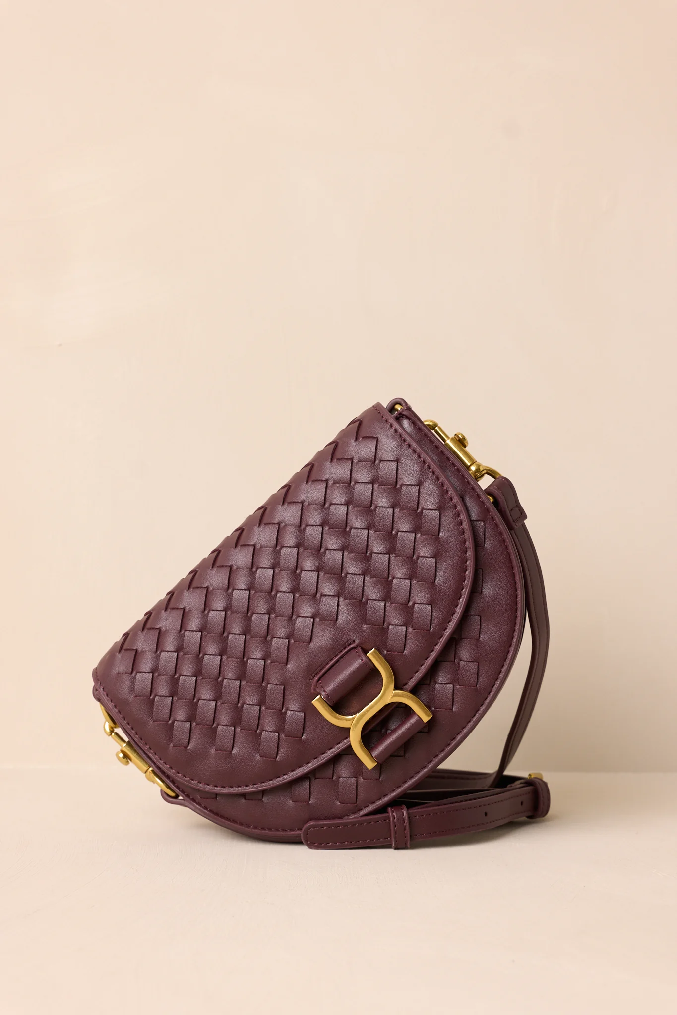 Tempest’s Call Burgundy Woven Faux Leather Handbag