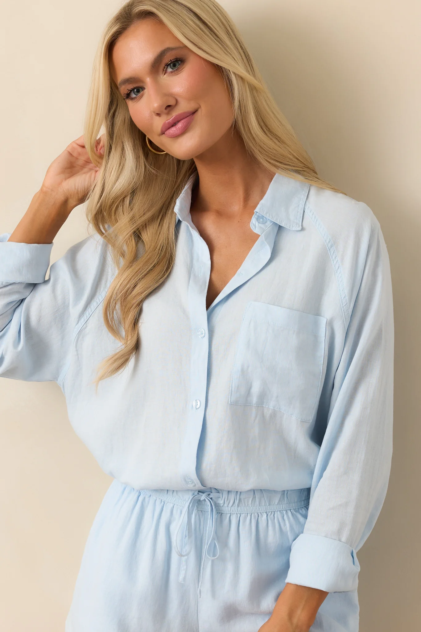 Z Supply Salt Water Blue Perfect Linen Top