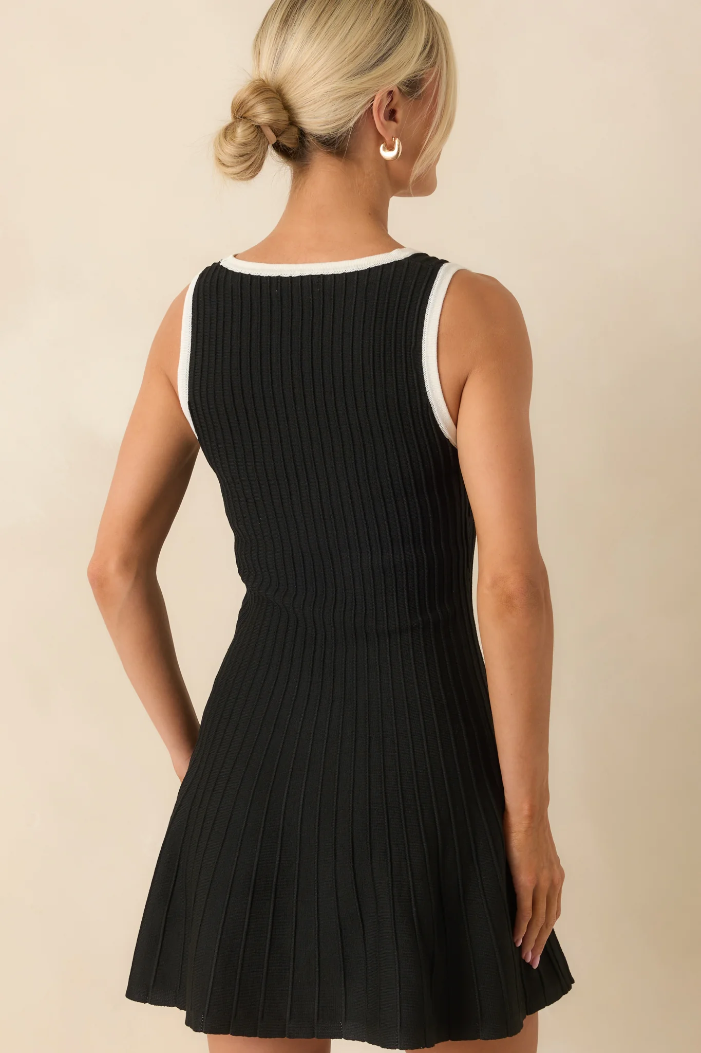 Good Either Way Black Ribbed Knit Sleeveless Mini Dress