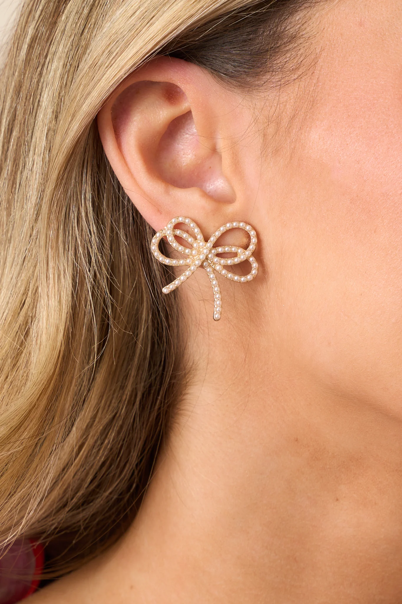 Always In It Gold & Ivory Pearl Bow Earrings