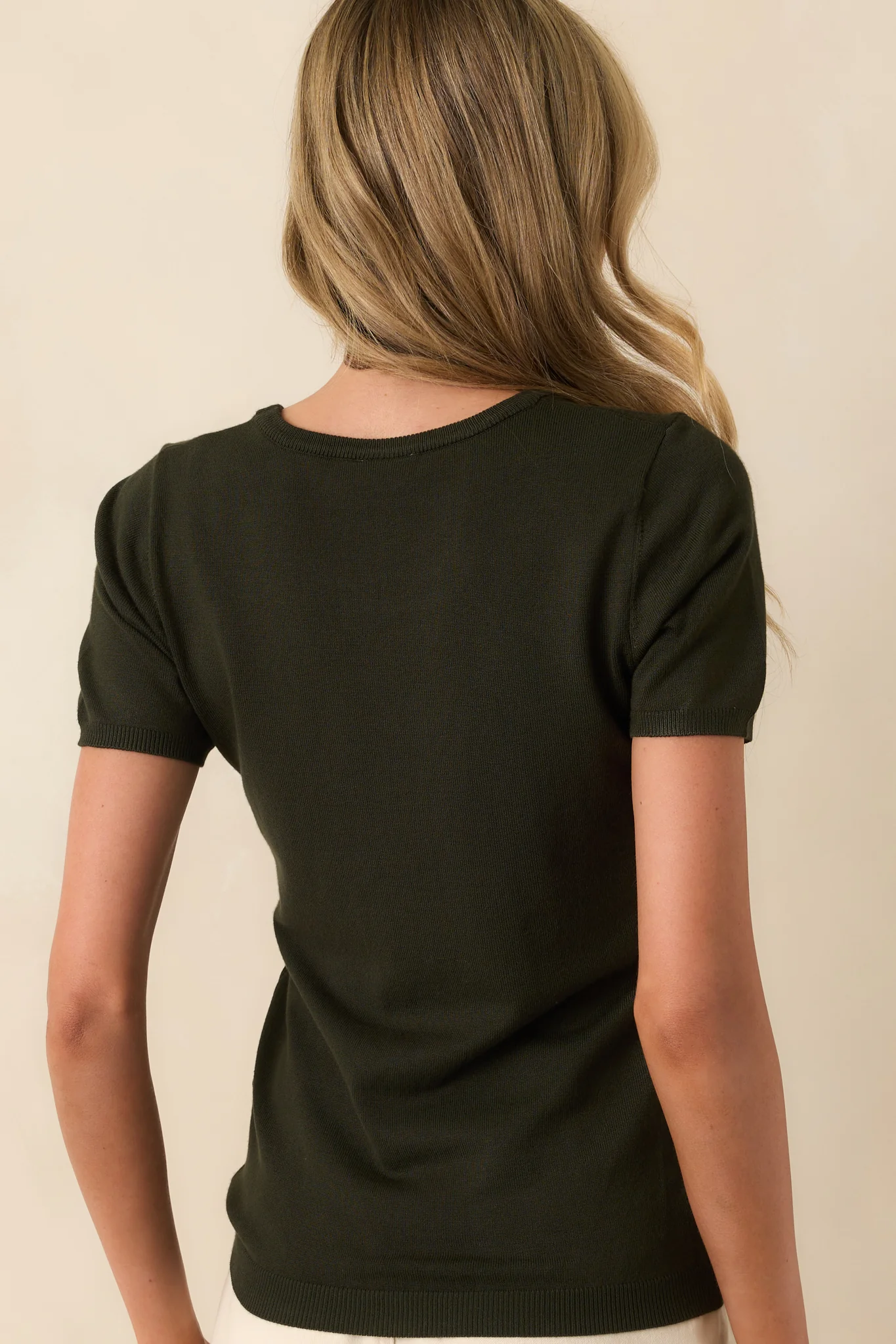 Cross Your Mind Dark Green Short Sleeve Sweater Top