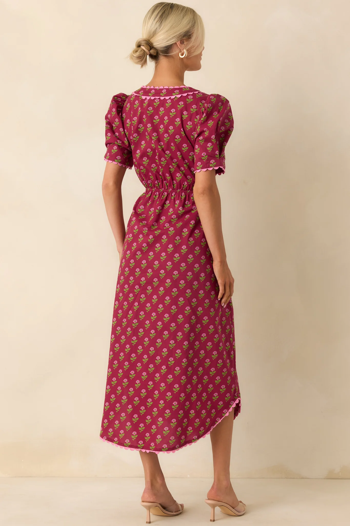 Always A Good Idea Burgundy Multi Floral Print Cotton Maxi Dress