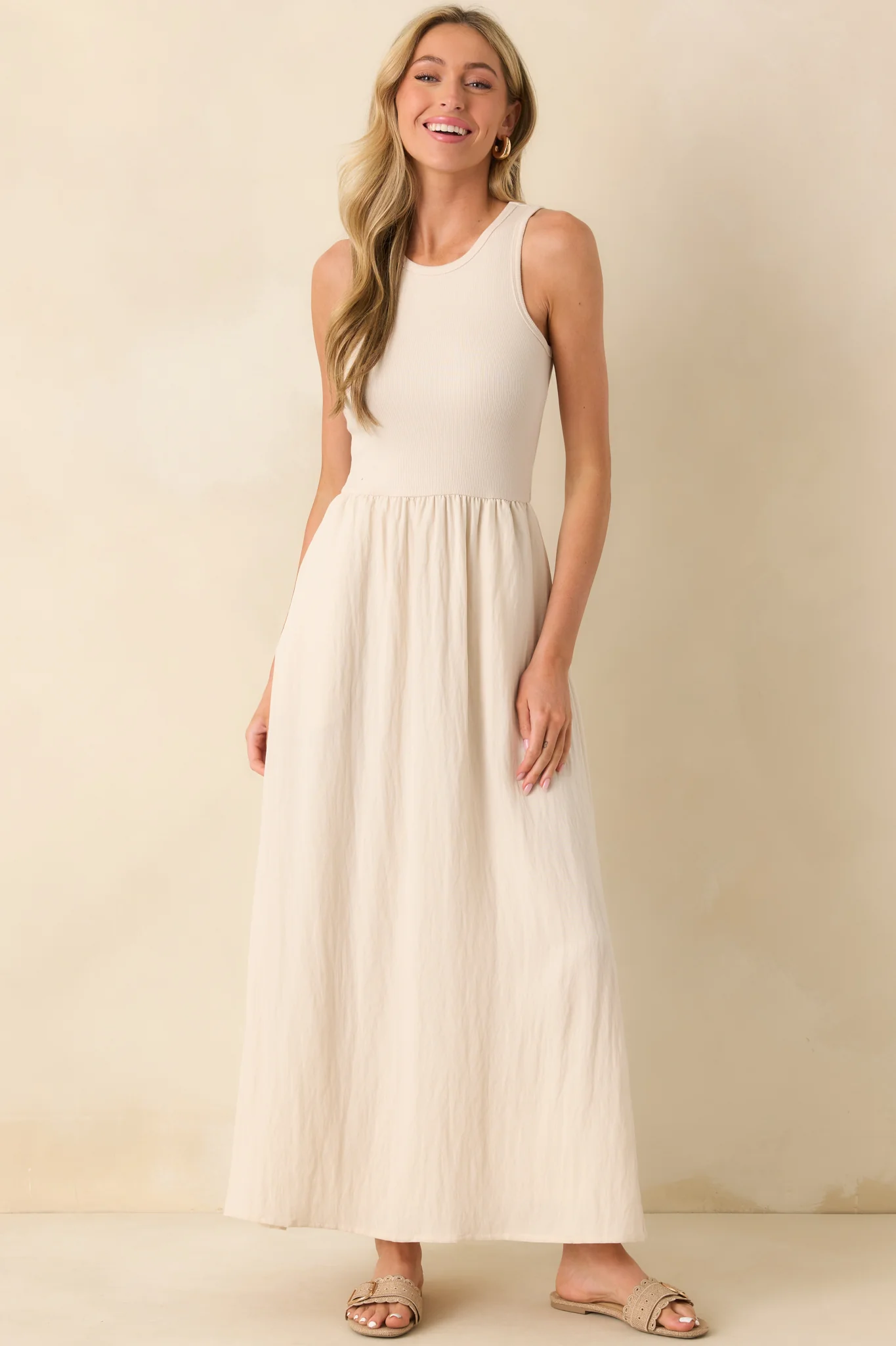 Z Supply Beige Charlotte Rib Midi Dress