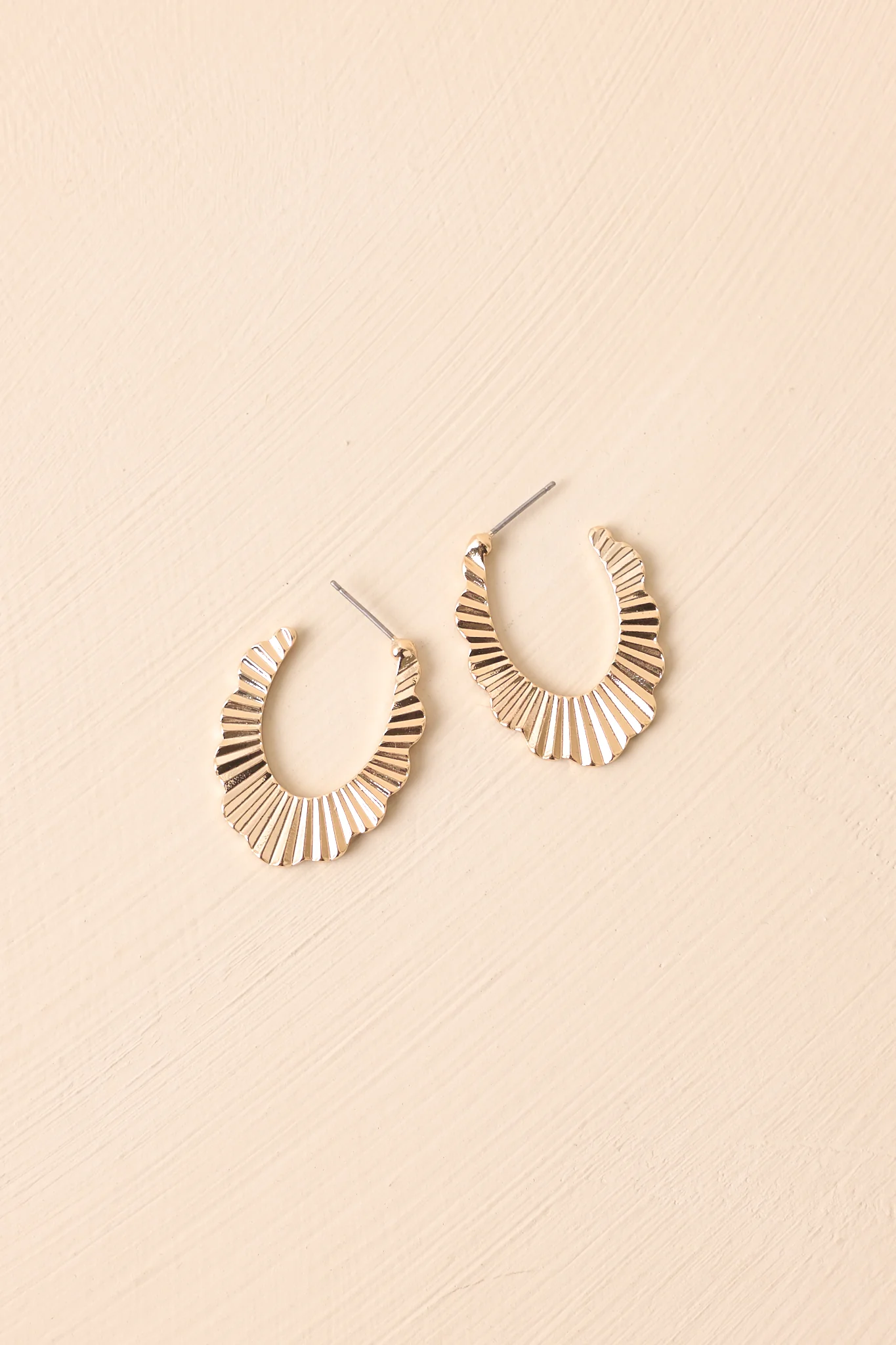 Give Me More Gold Textured Incomplete Hoop Earrings