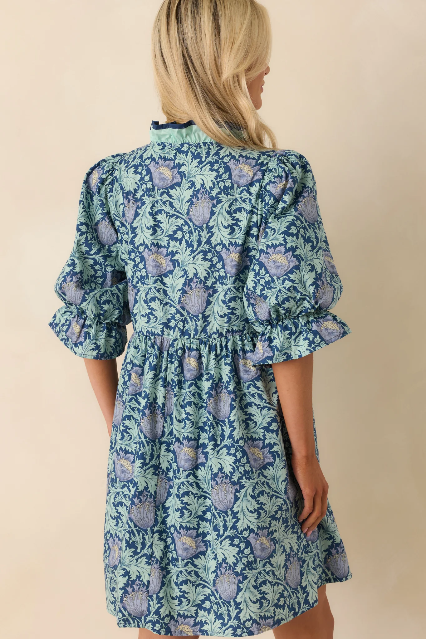 Let It Be Lovely Navy Multi Floral Print Cotton Mini Dress