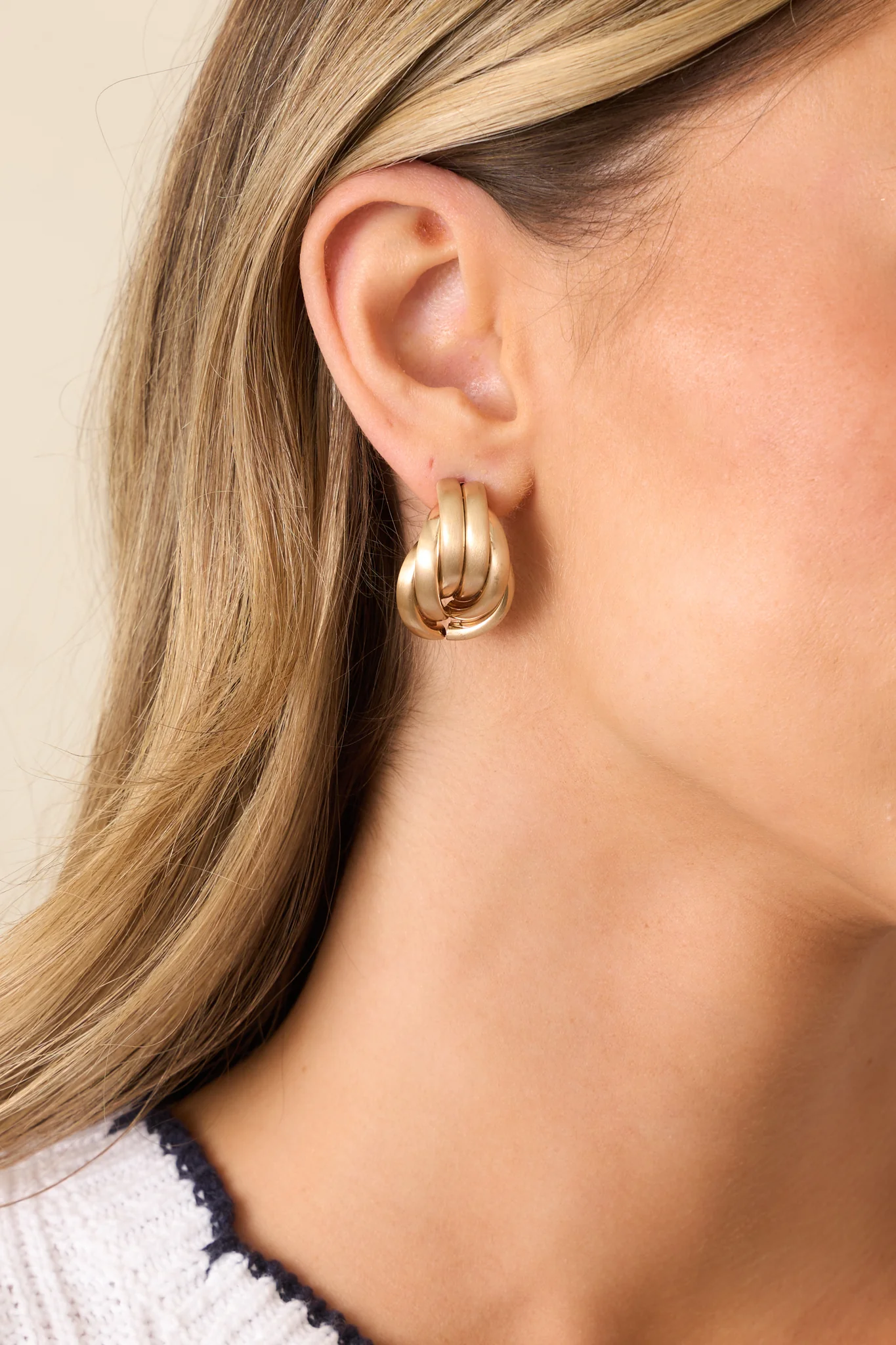 Radiant Ring Matte Gold Earrings