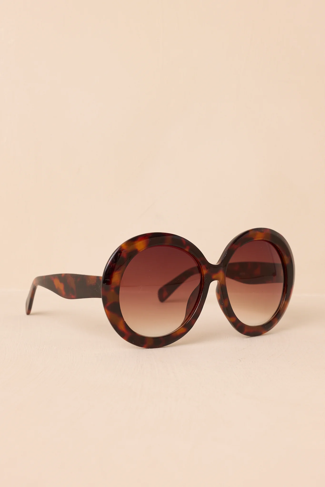 Happiness Comes In Waves Brown Tortoise Round Sunglasses