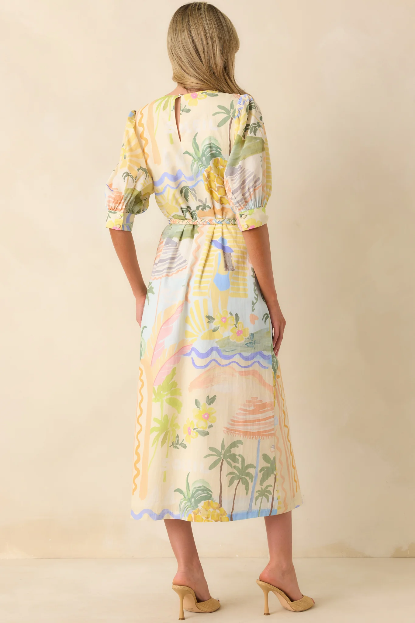 Prosperina Brynne Multi Print Cotton Midi Dress