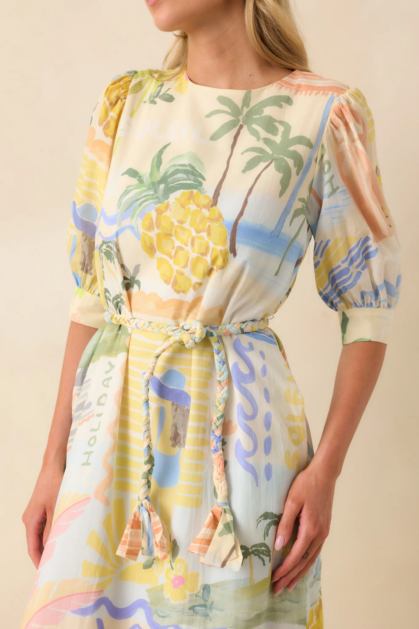 Prosperina Brynne Multi Print Cotton Midi Dress