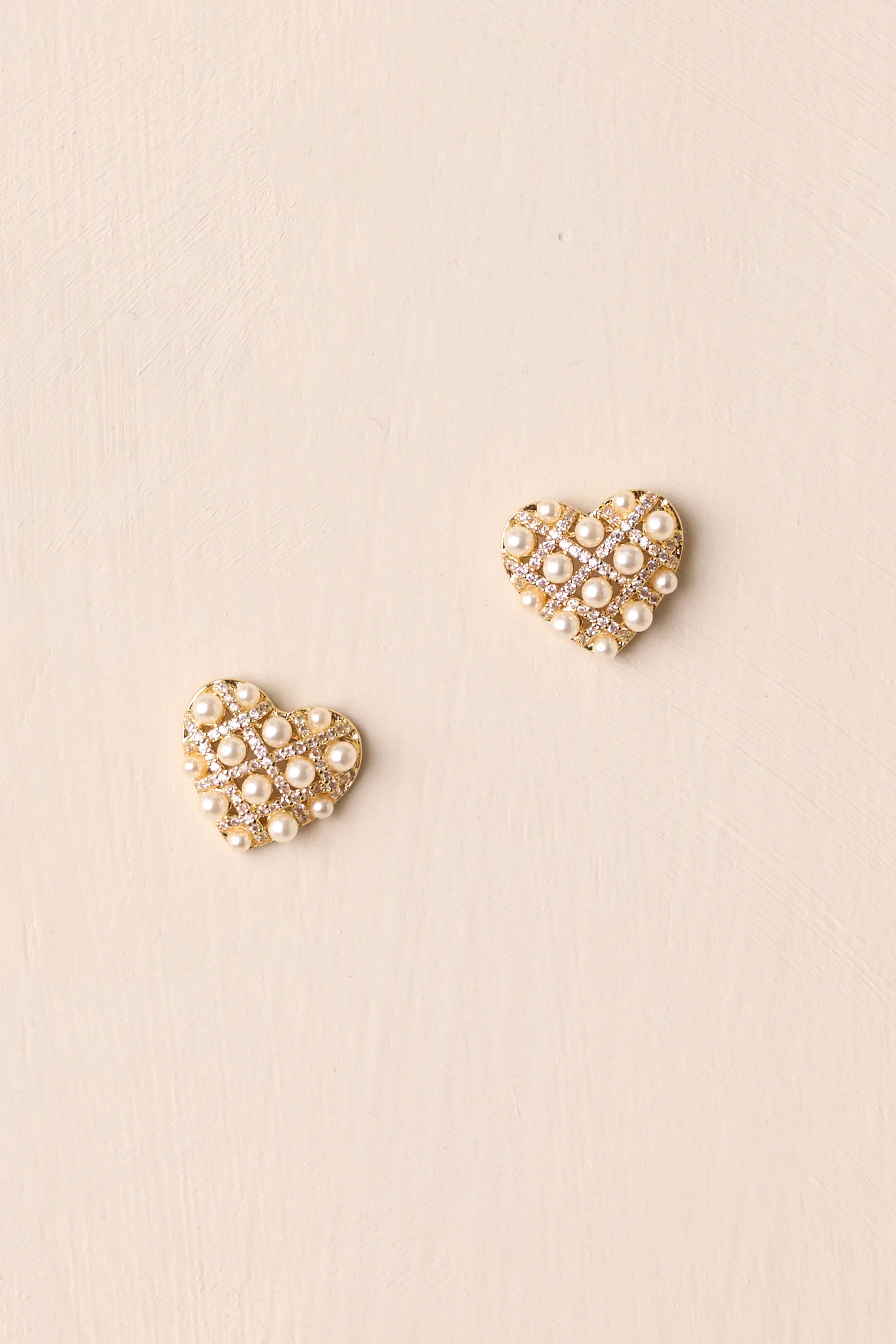Letting It Go Gold & Ivory Heart Earrings