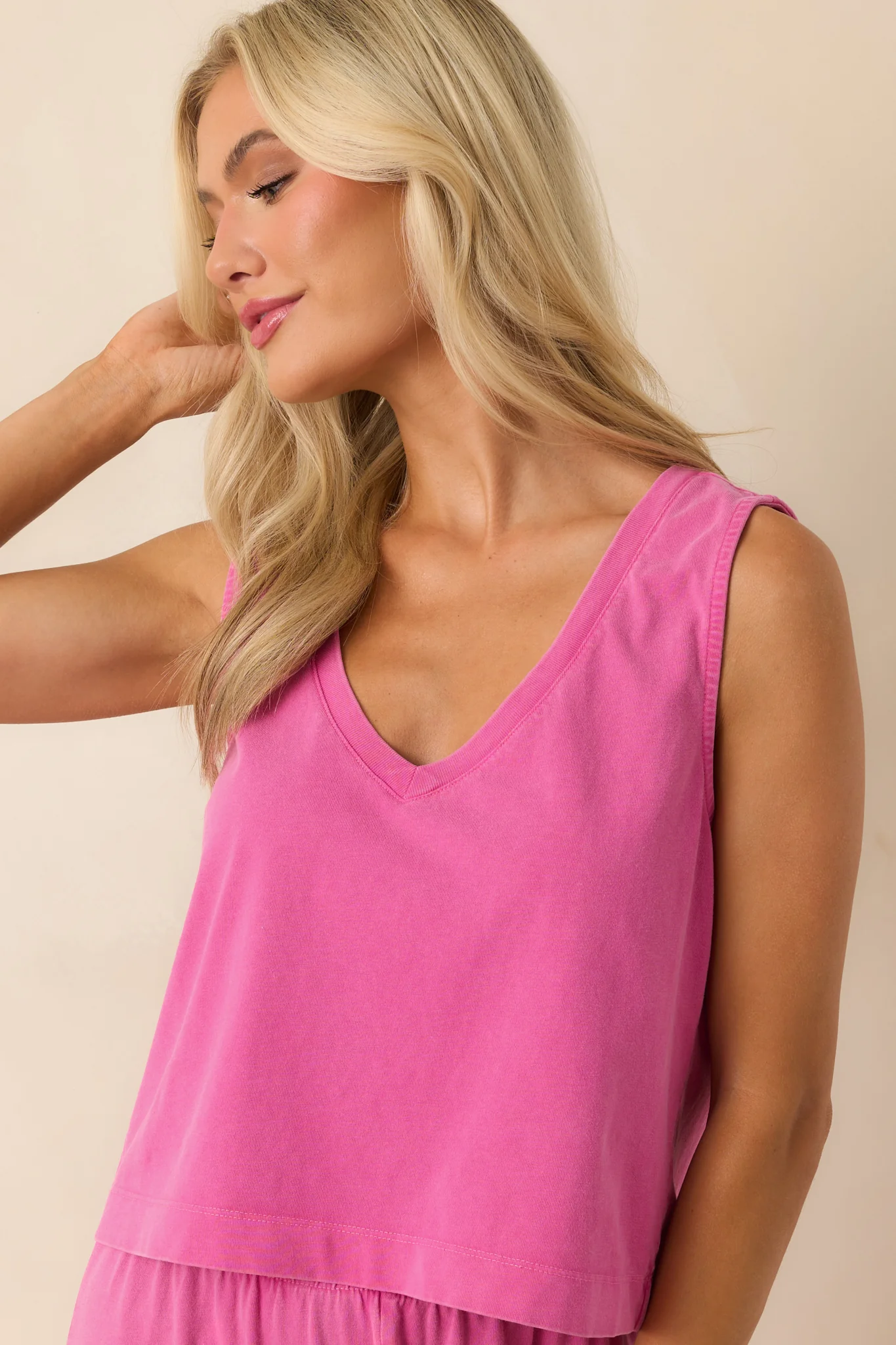 Z Supply Pink Sloane V-Neck Cotton Jersey Top