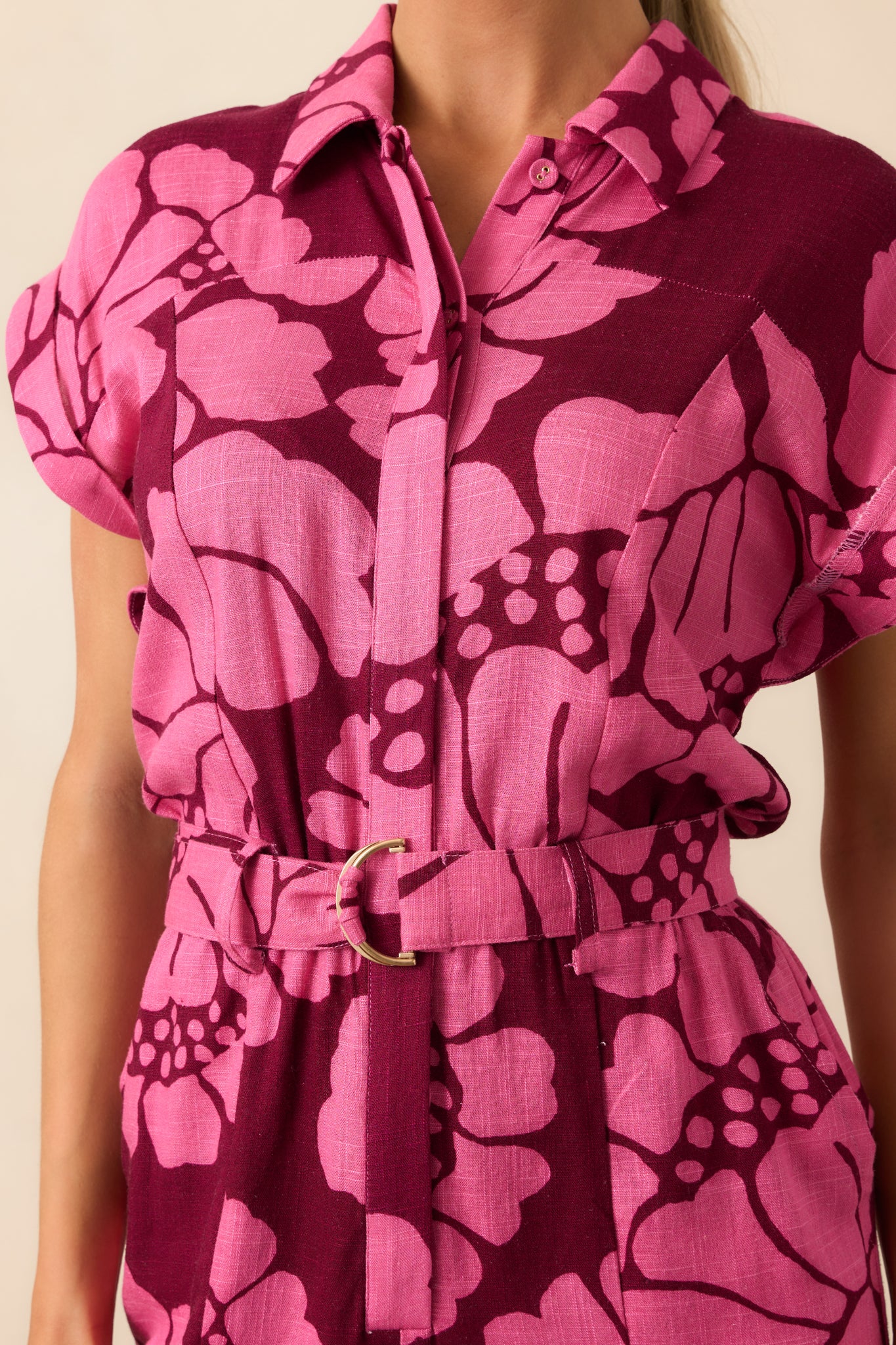 MINKPINK Persephone Berry Floral Belted Playsuit