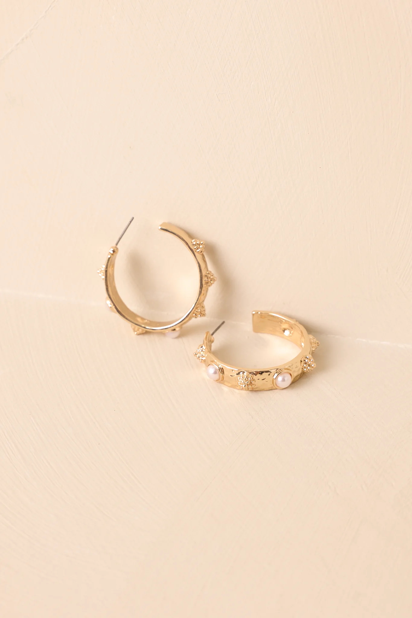 Kind Of A Moment Gold Textured Hoop Earrings
