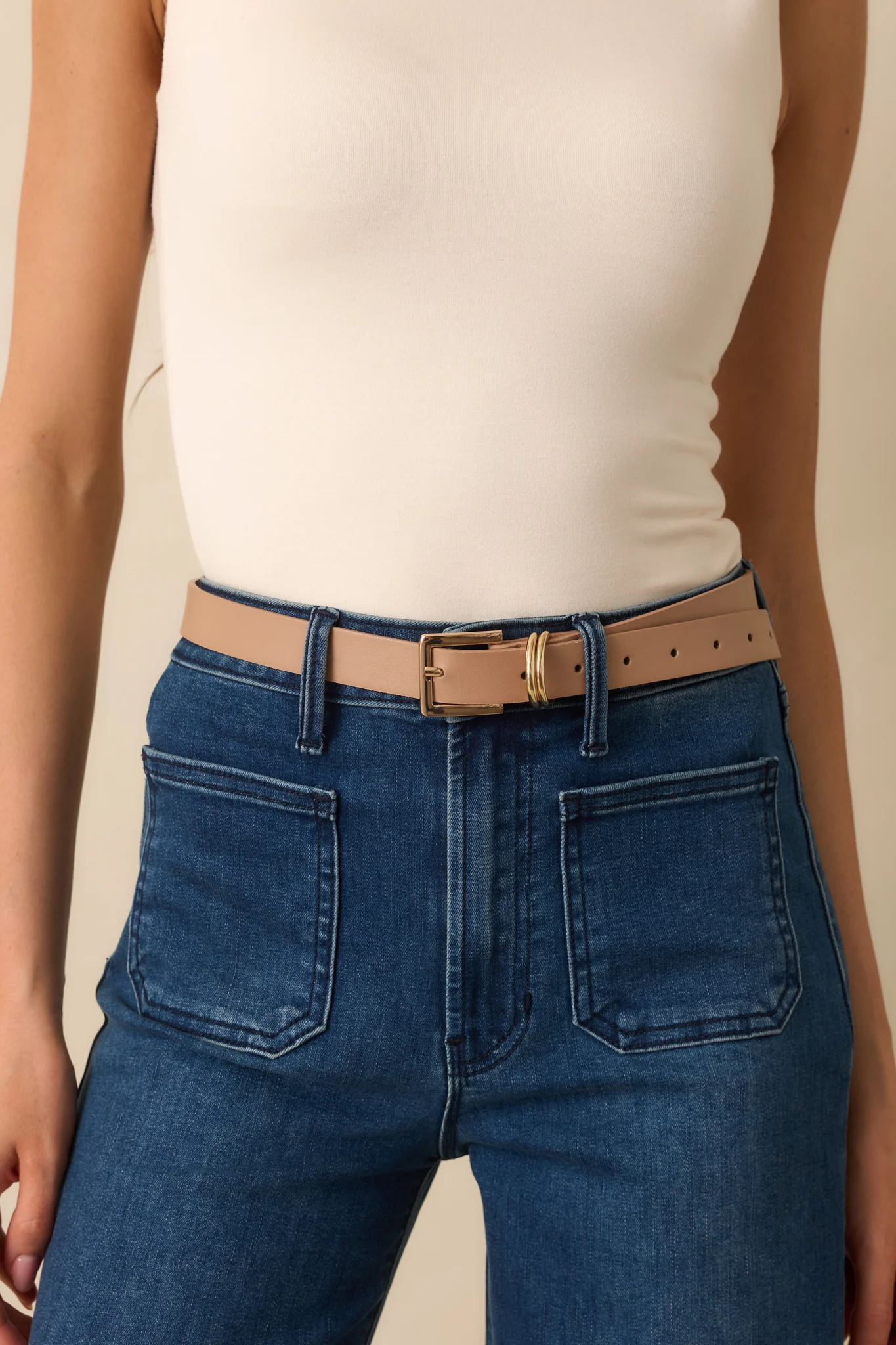 Thought You’d Notice Beige Faux Leather Belt
