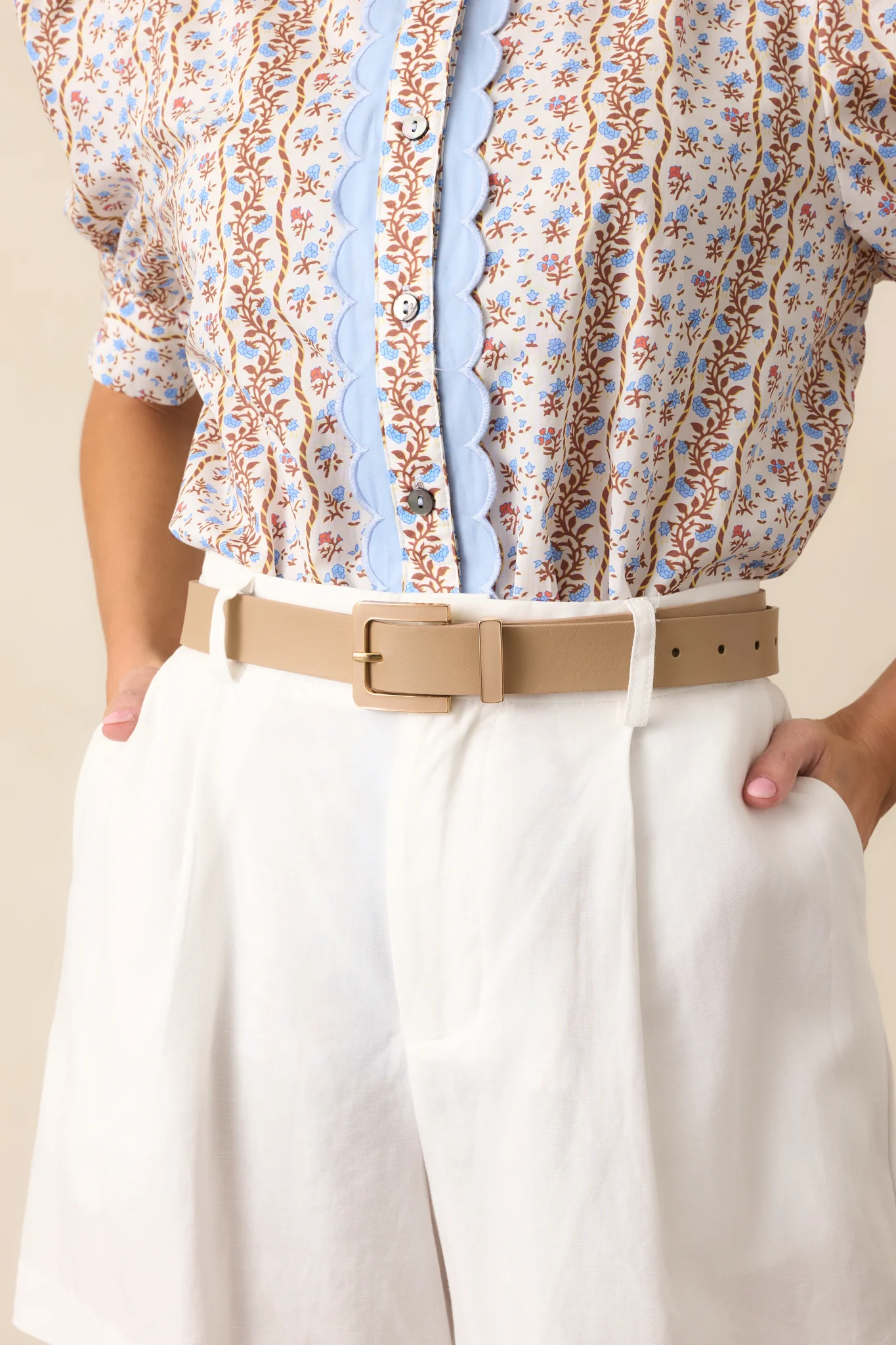 All Good Things Tan Faux Leather Belt