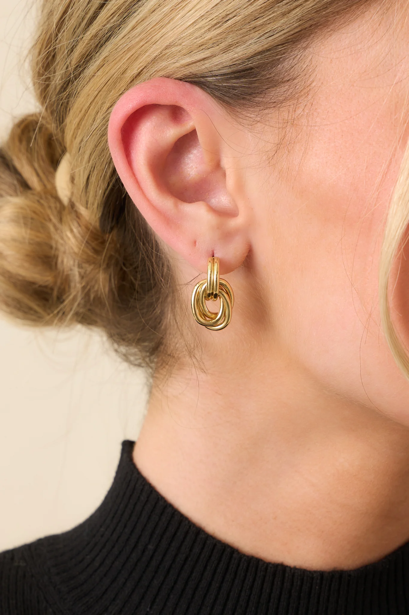 Better This Way Interlocking Gold Hoop Earrings