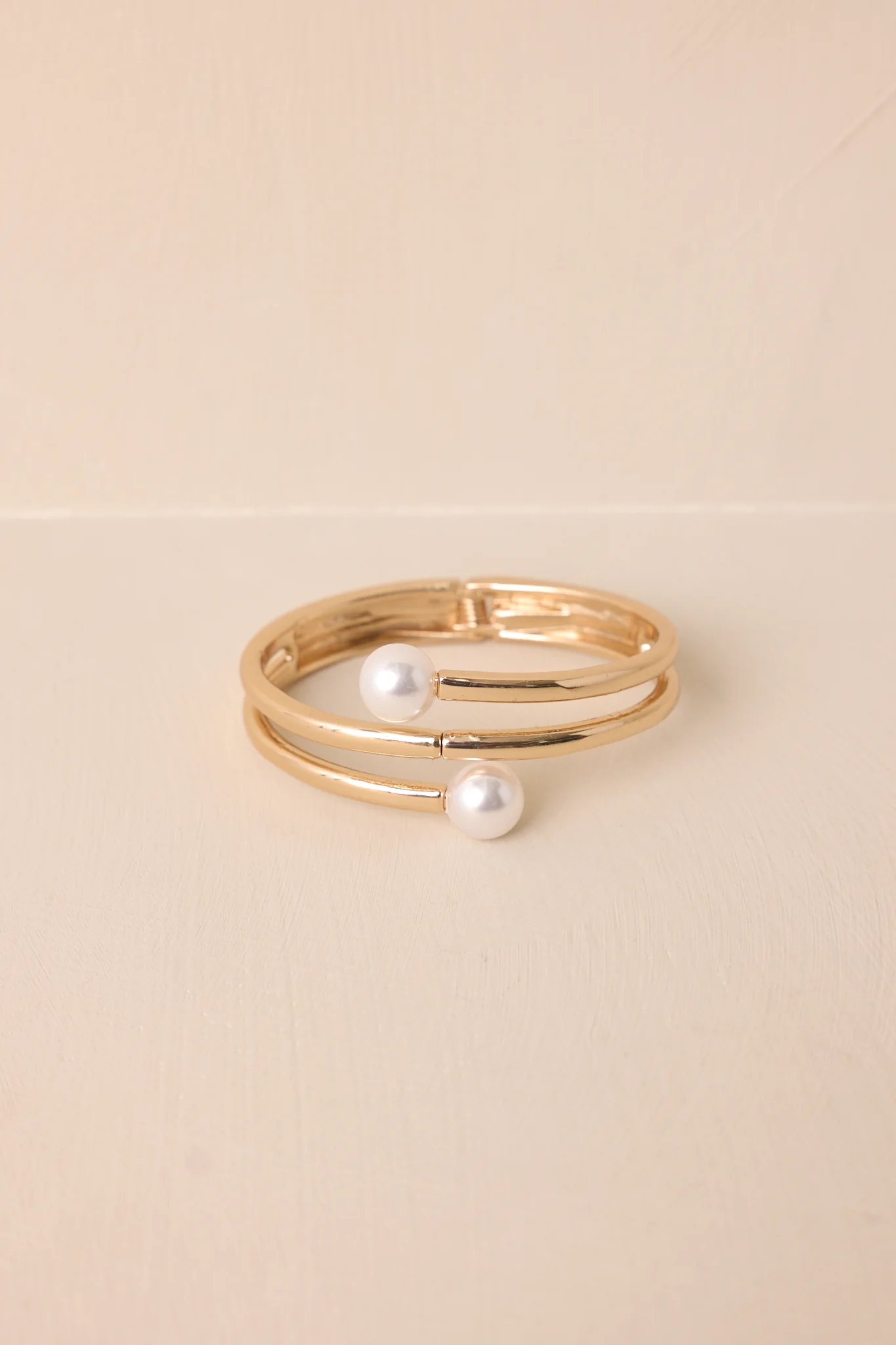 Wrapped In Sunshine Gold and Ivory Faux Pearl Bracelet