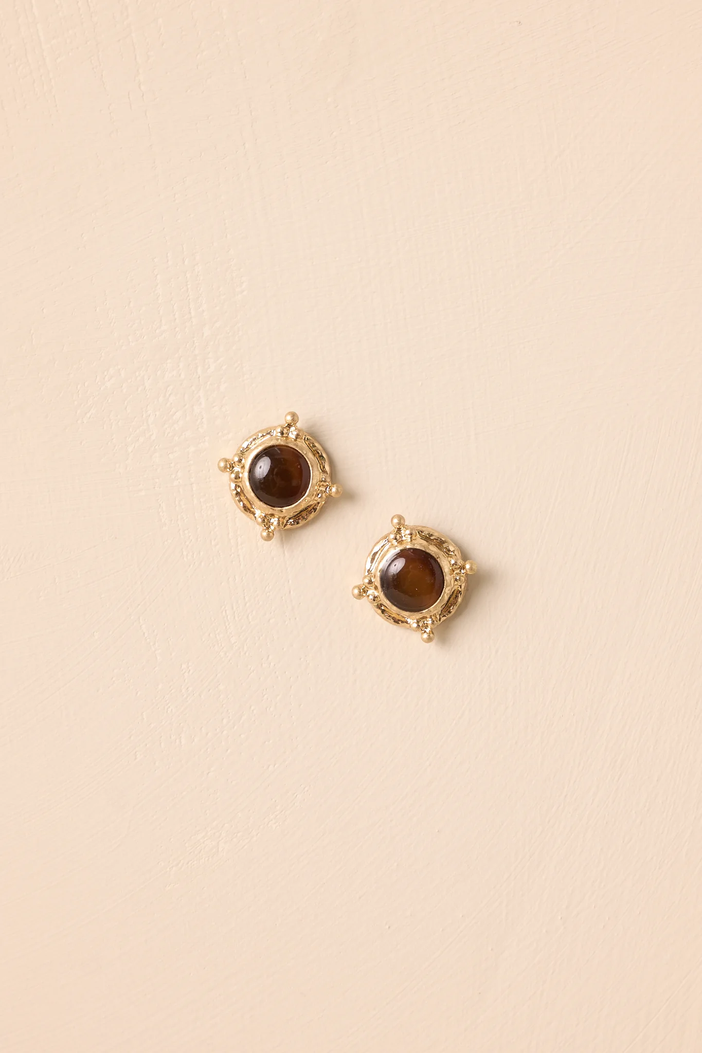 Tied It All Together Textured Brown Stone Stud Earrings