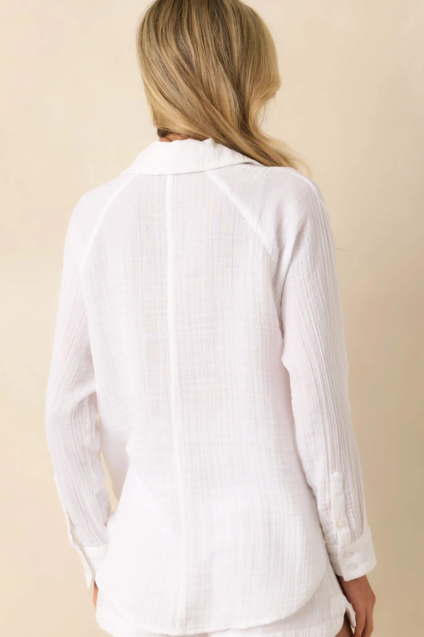 Z Supply White Cotton Perfect Airy Gauze Button Up Top